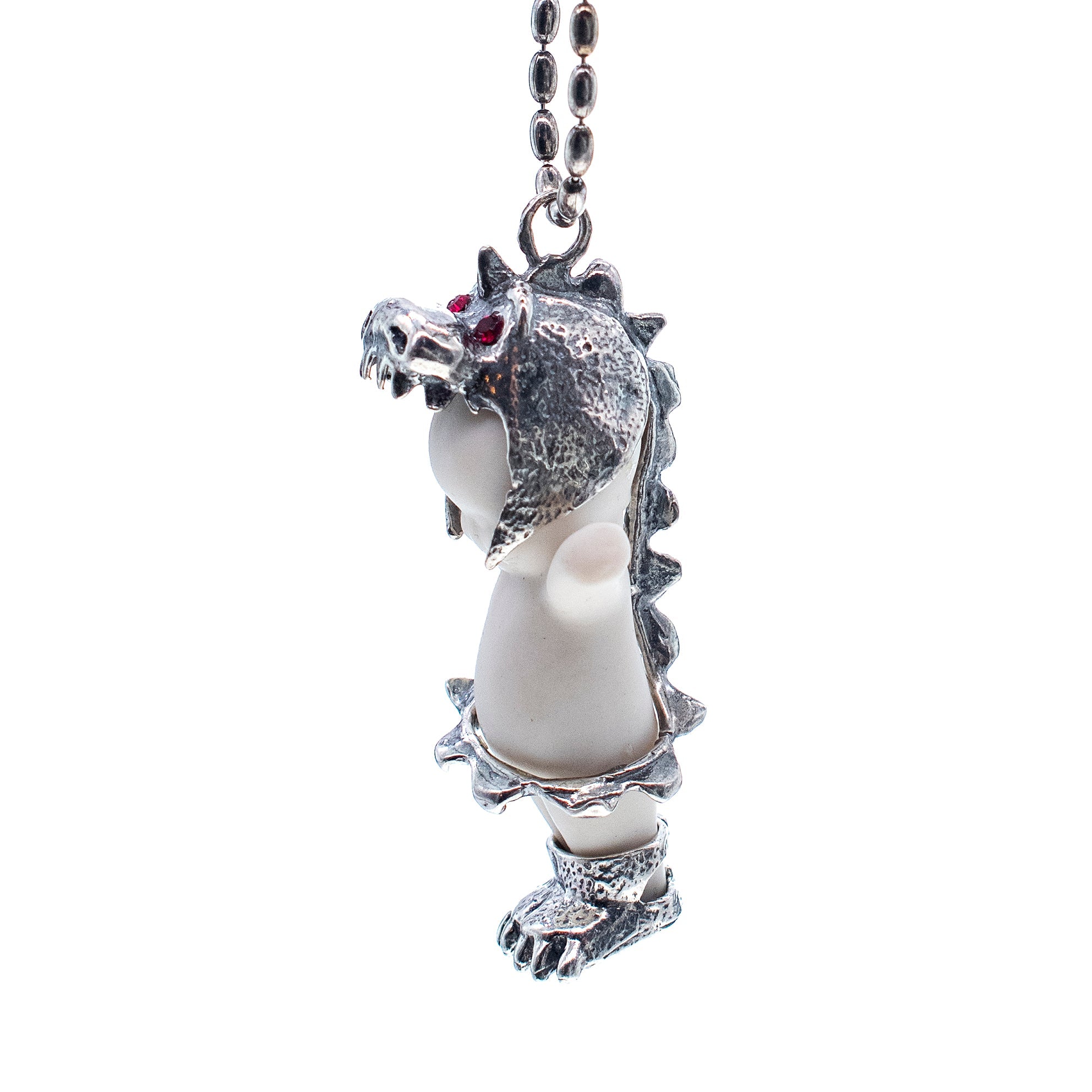 Little Dragon White And Silver Necklace – Sterling Silver – Gem Kingdom