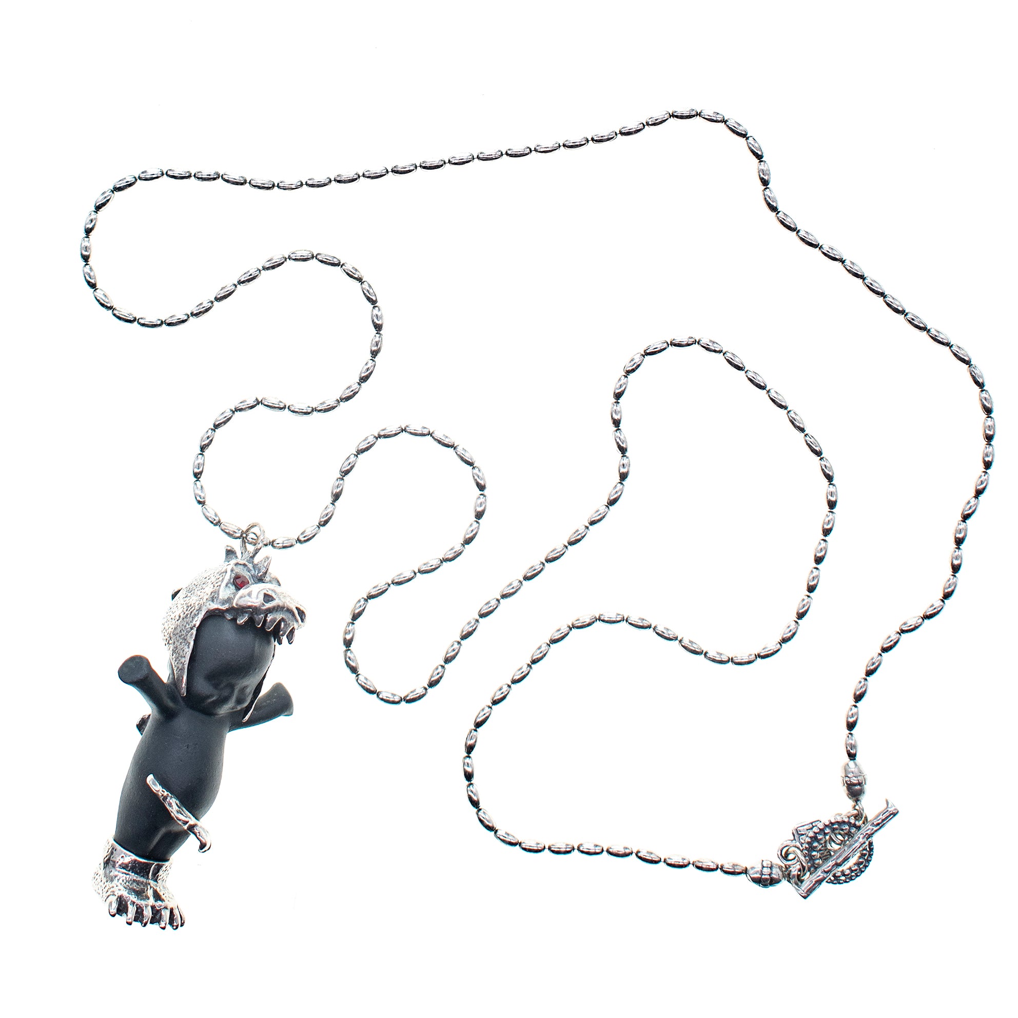 "Little Dragon" Ketting Zwart En Zilver
