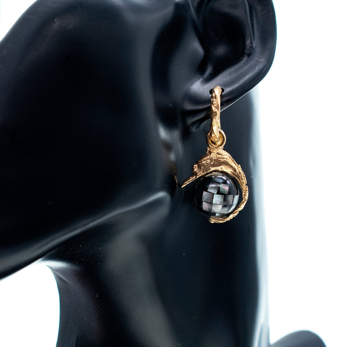 Zwaan Oorbellen Zwart – 18K Verguld – Gem Kingdom