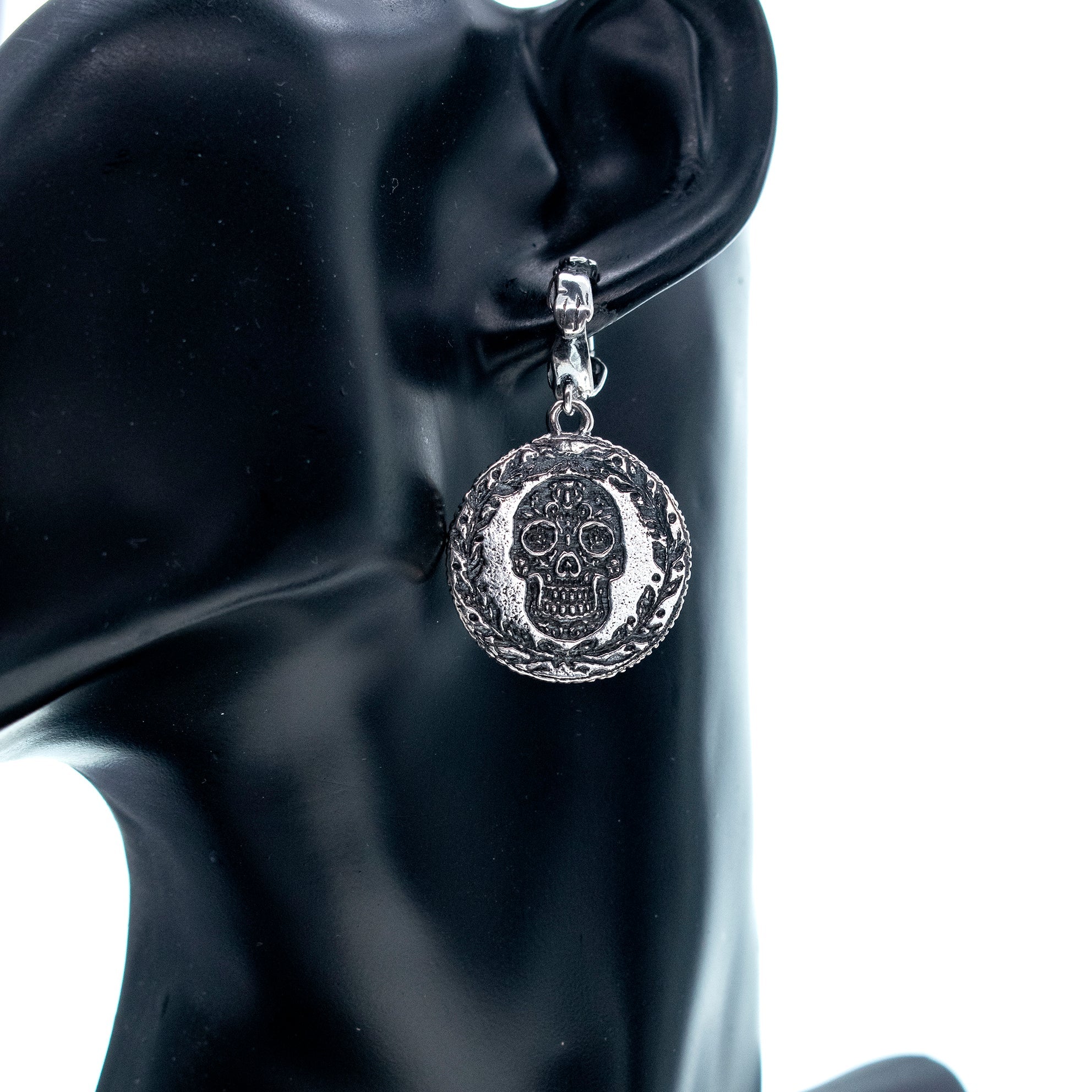 Sugar Skull Coin Earrings – Sterling Silver – Gem Kingdom