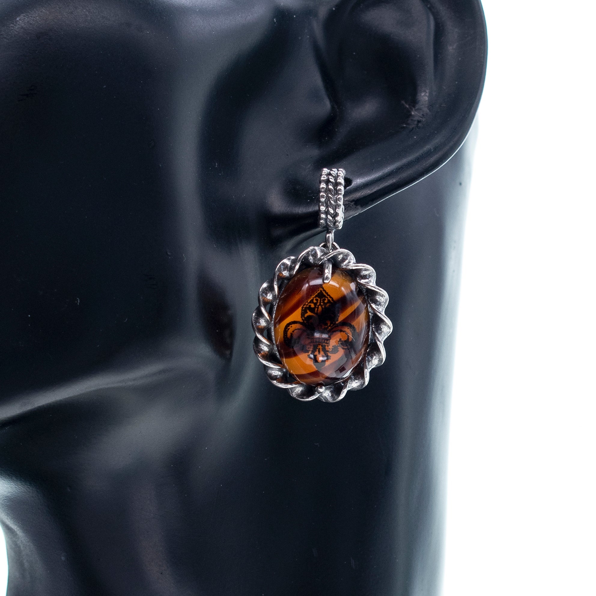 Turtle Fleur-De-Lis Earrings – Sterling Silver – Gem Kingdom