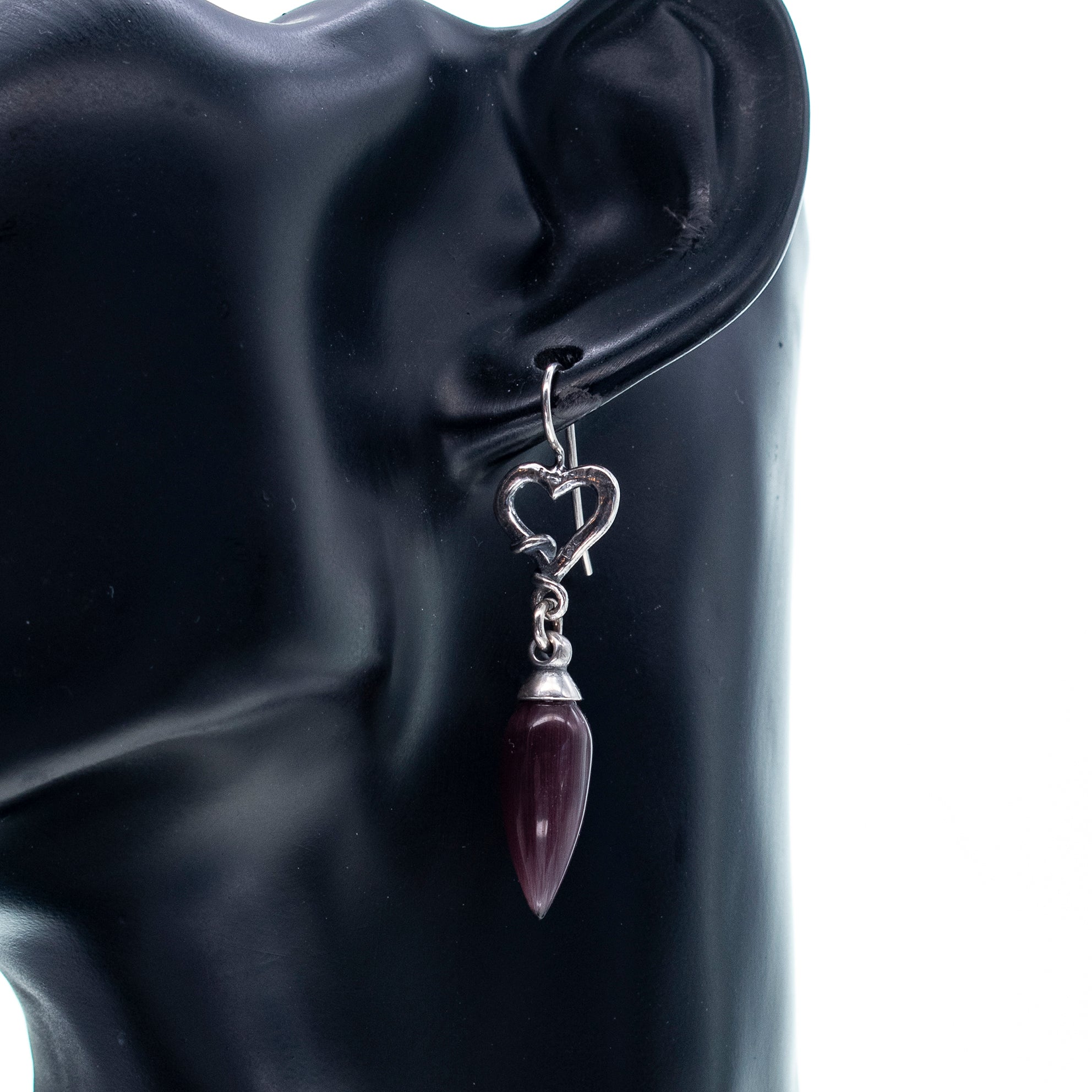 Purple Heart Drop Earrings – Sterling Silver – Gem Kingdom