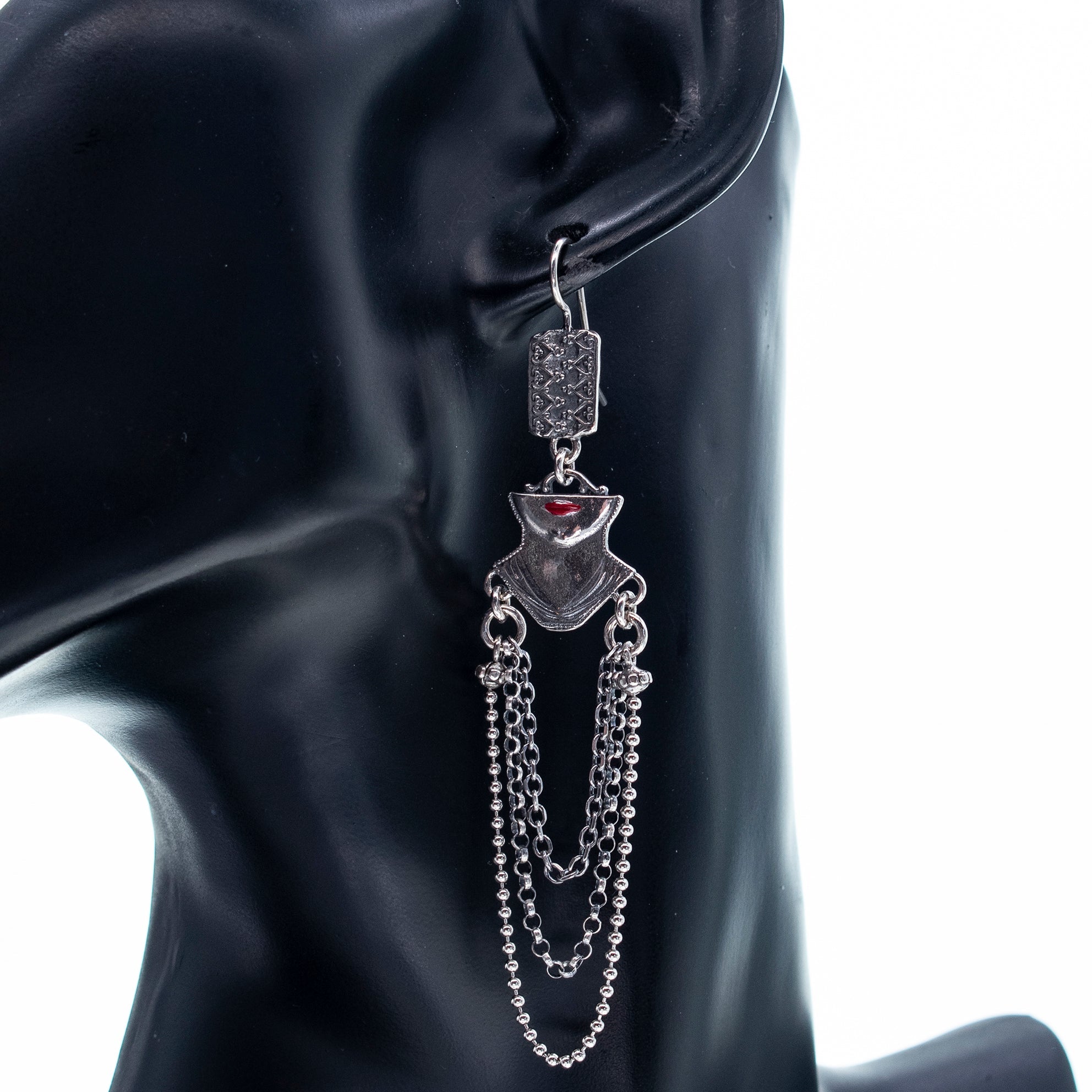 Ex Voto Draped Face Chandelier Earrings – Sterling Silver – Gem Kingdom