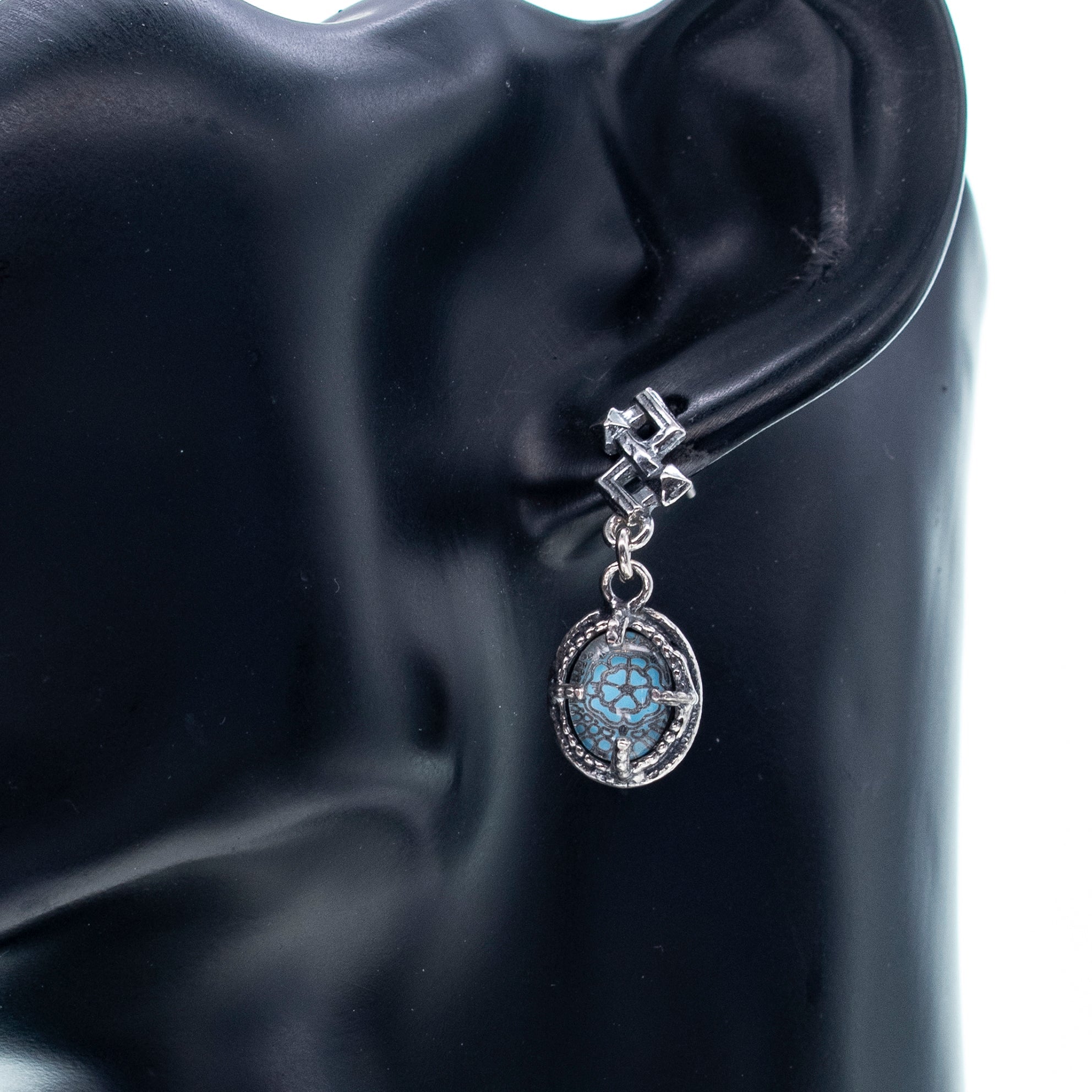 Blue Rose Drop Earrings – Sterling Silver – Gem Kingdom