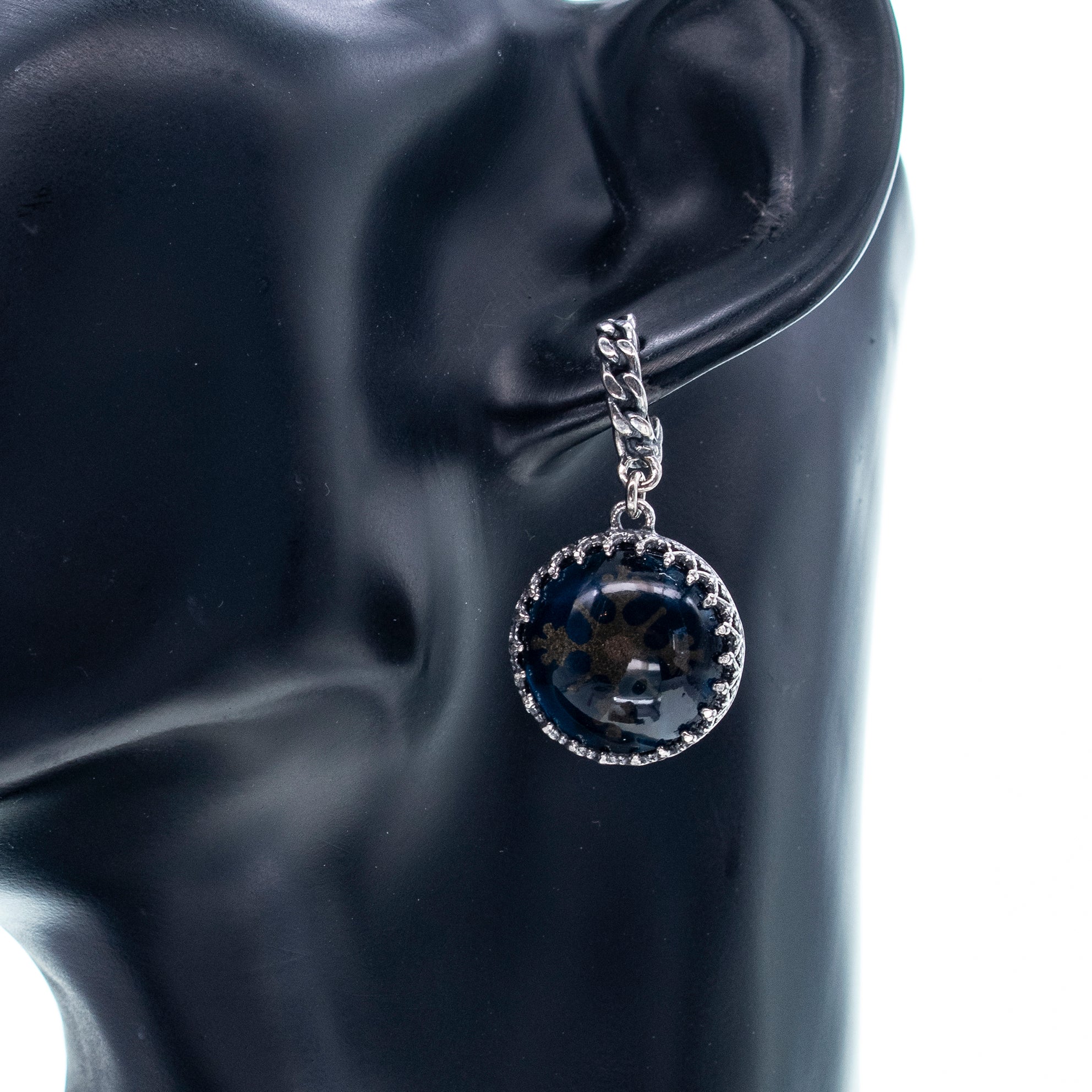 Dark Blue Intaglio Drop Earrings – Sterling Silver – Gem Kingdom
