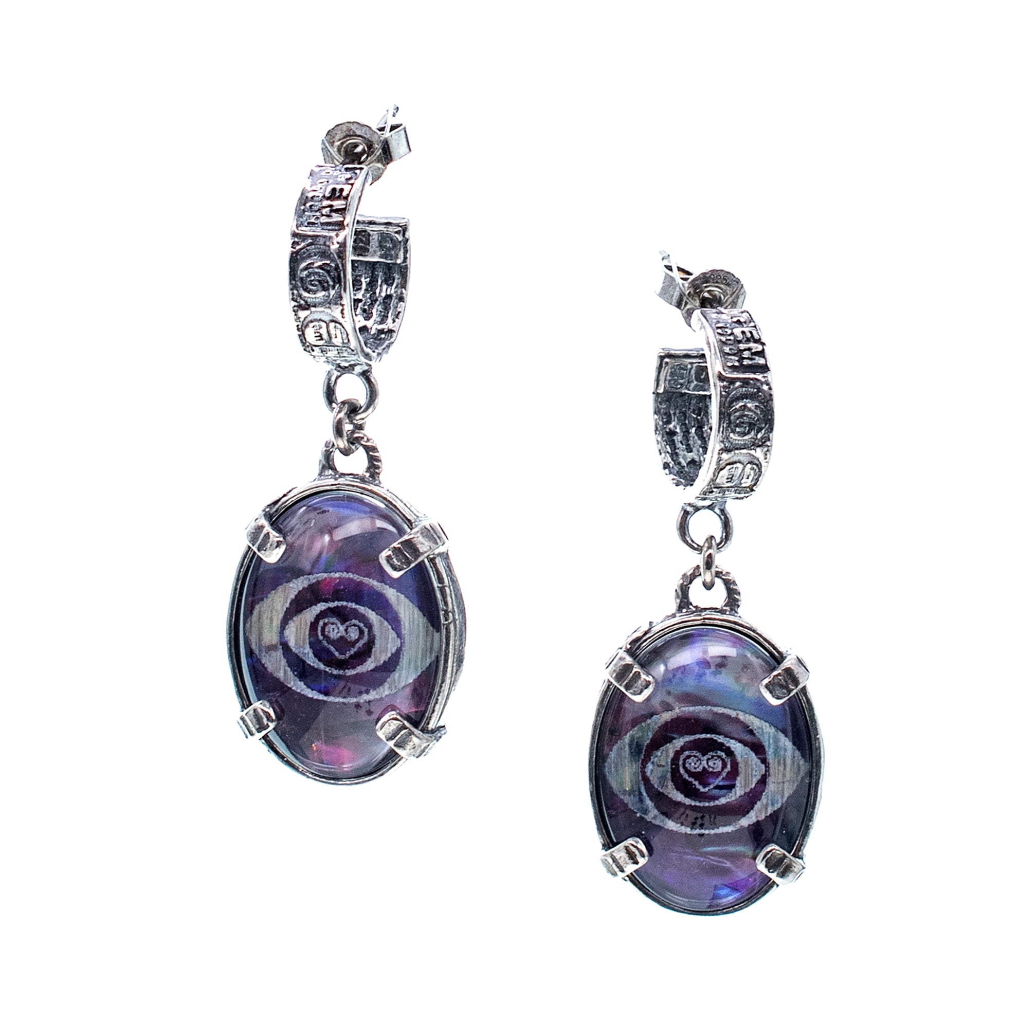 Purple Eye Earrings – Sterling Silver – Gem Kingdom