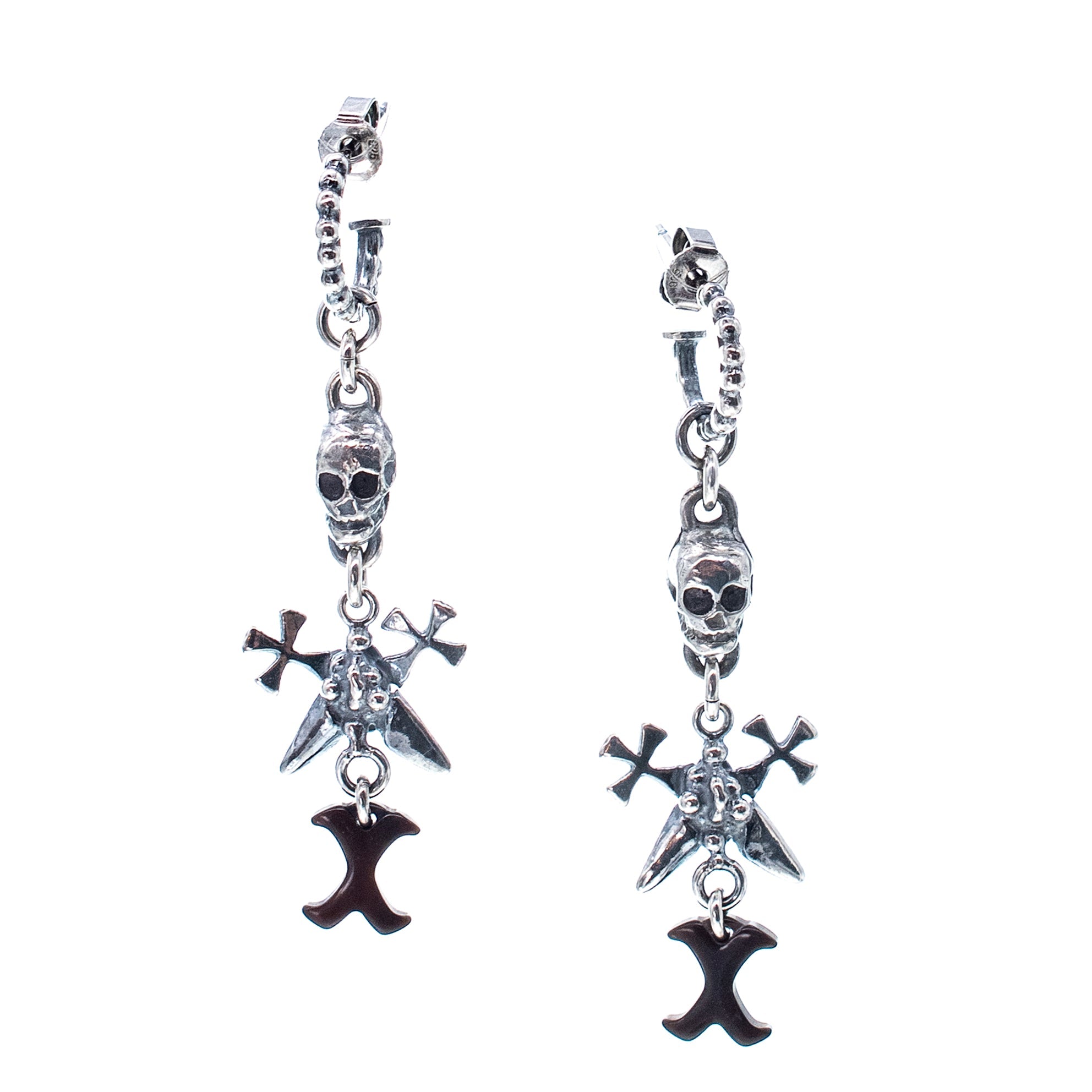 Skull & Cross Earrings – Sterling Silver – Gem Kingdom