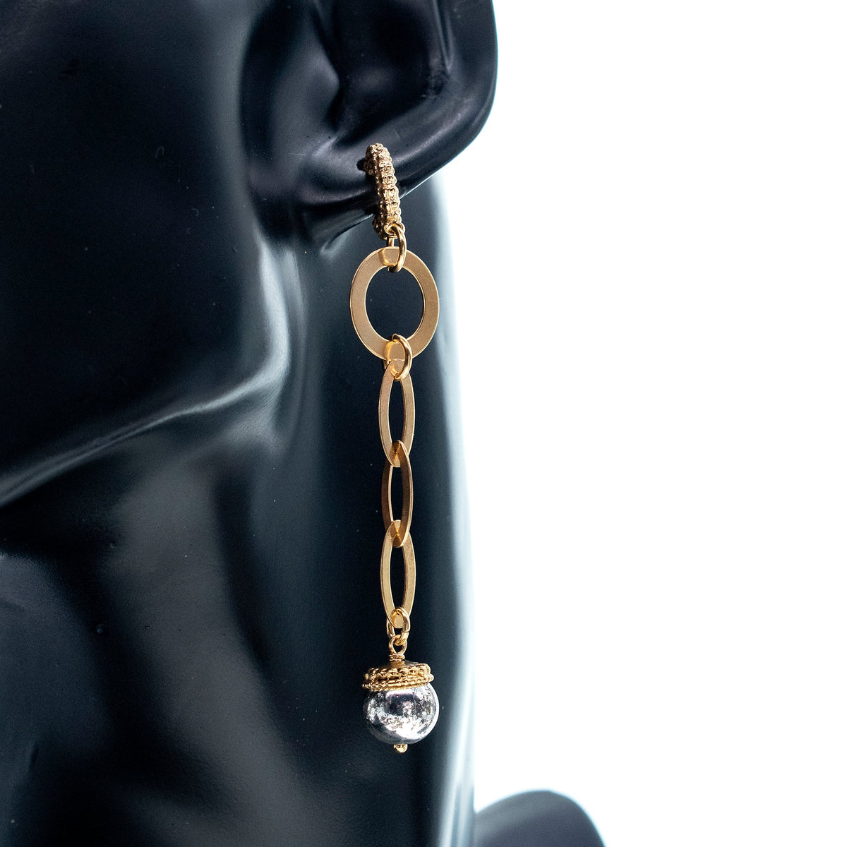 Grey Hematite Drop Earrings – Gold Plated – Gem Kingdom