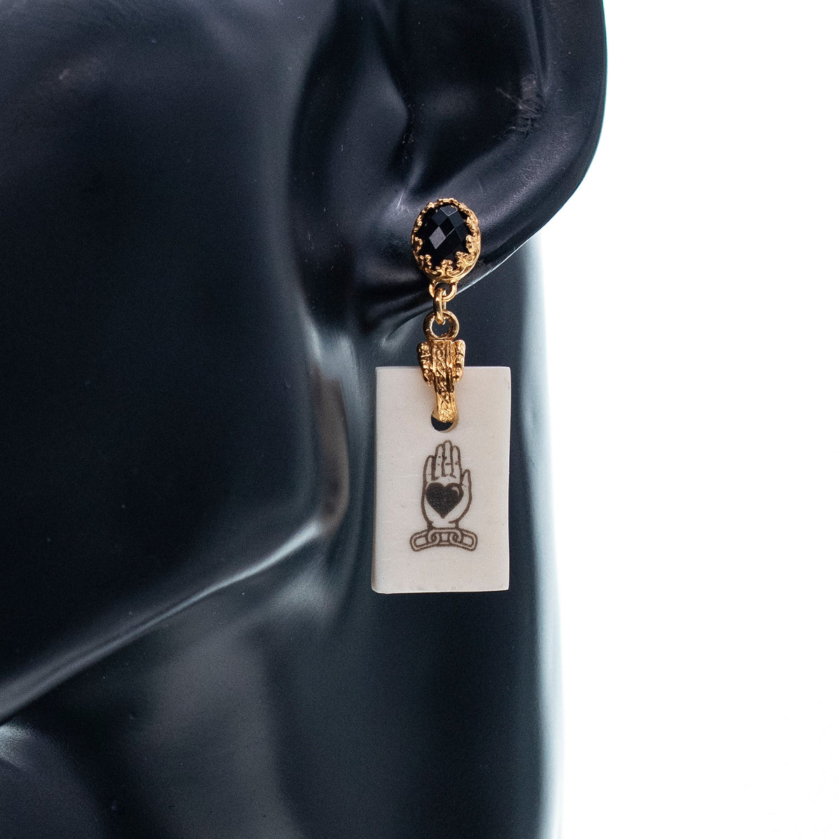 Black Spinel Tag Earrings – Gold Plated – Gem Kingdom
