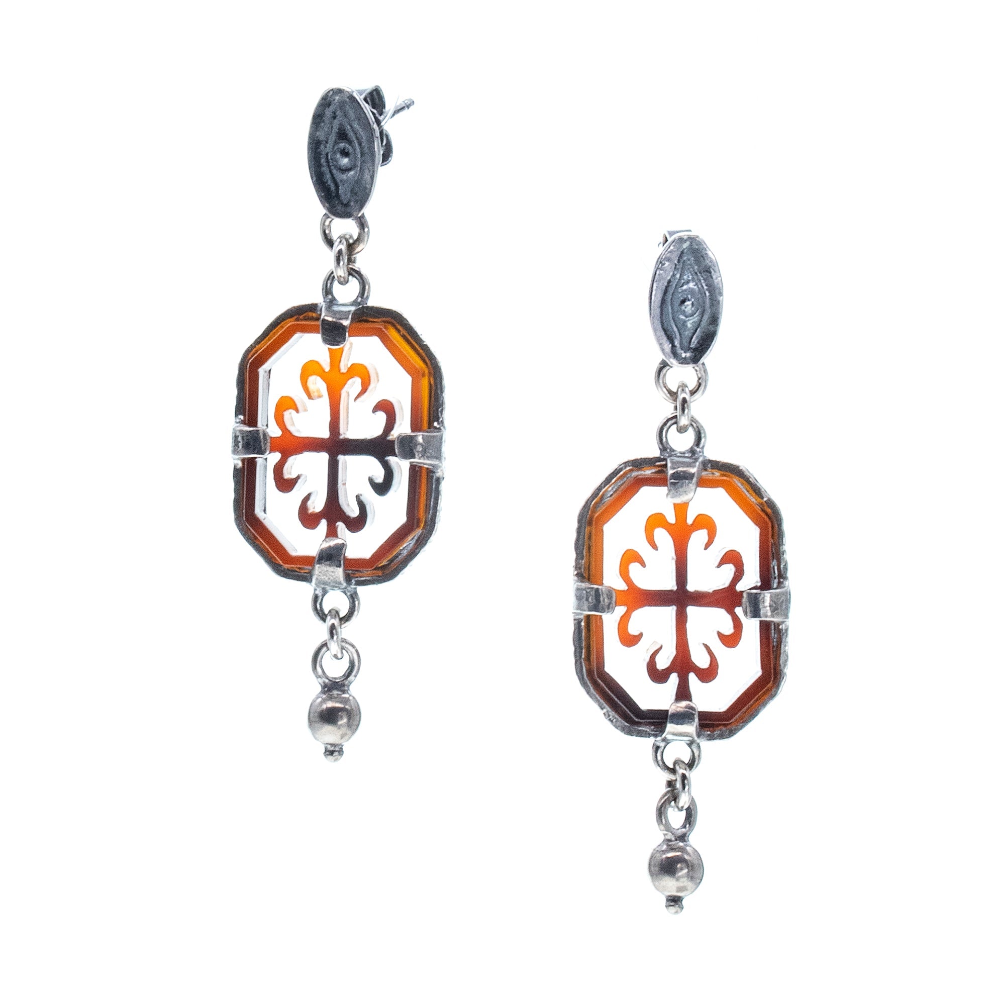 Brown Floral Cut-Out Drop Earrings – Sterling Silver – Gem Kingdom