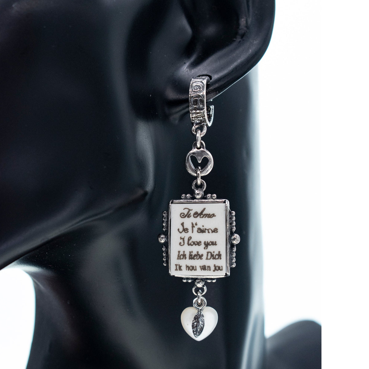 Love Letter Enkele Oorbel Wit – Sterling Zilver – Gem Kingdom
