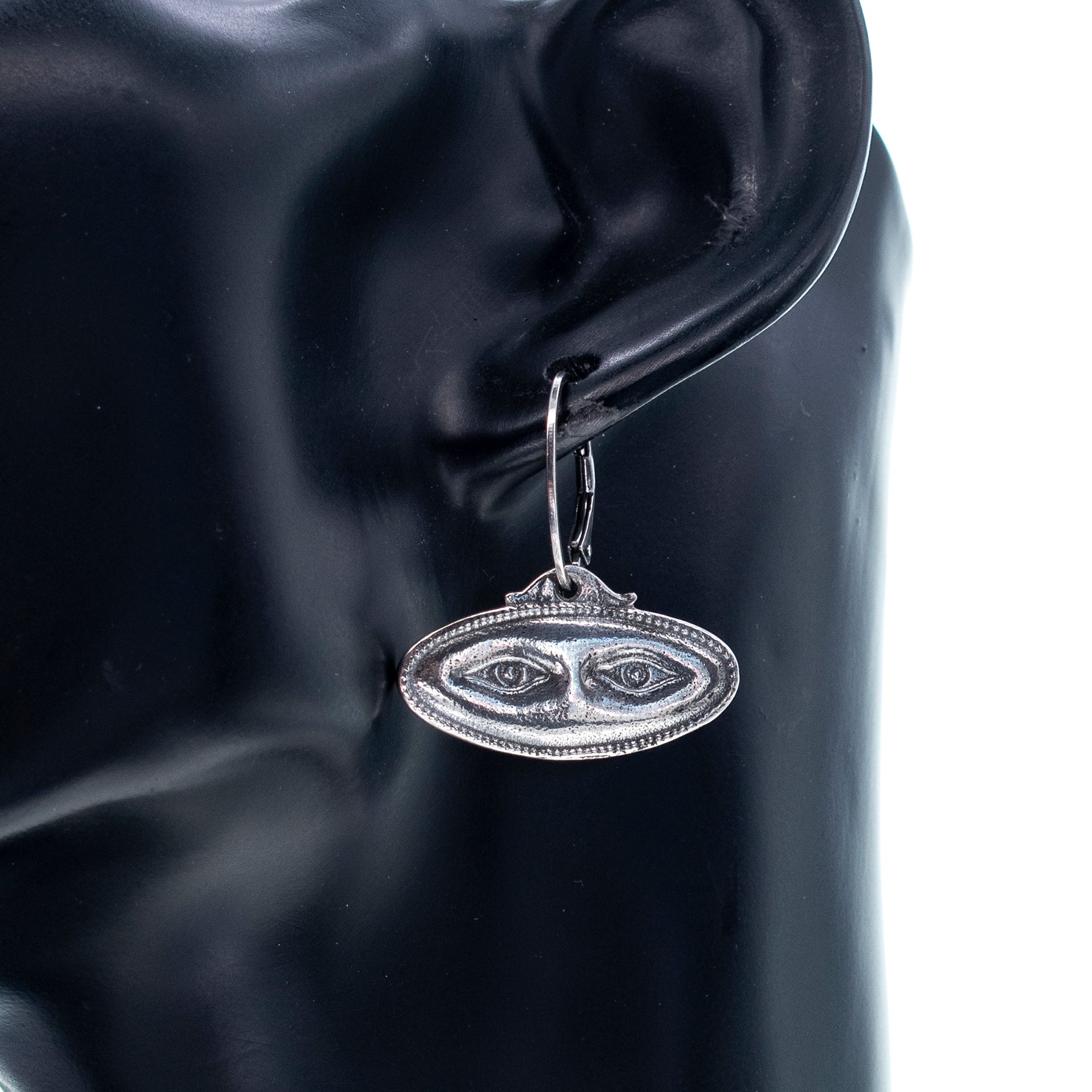 Silver Double Eye Ex Voto Single Earring – Sterling Silver – Gem Kingdom