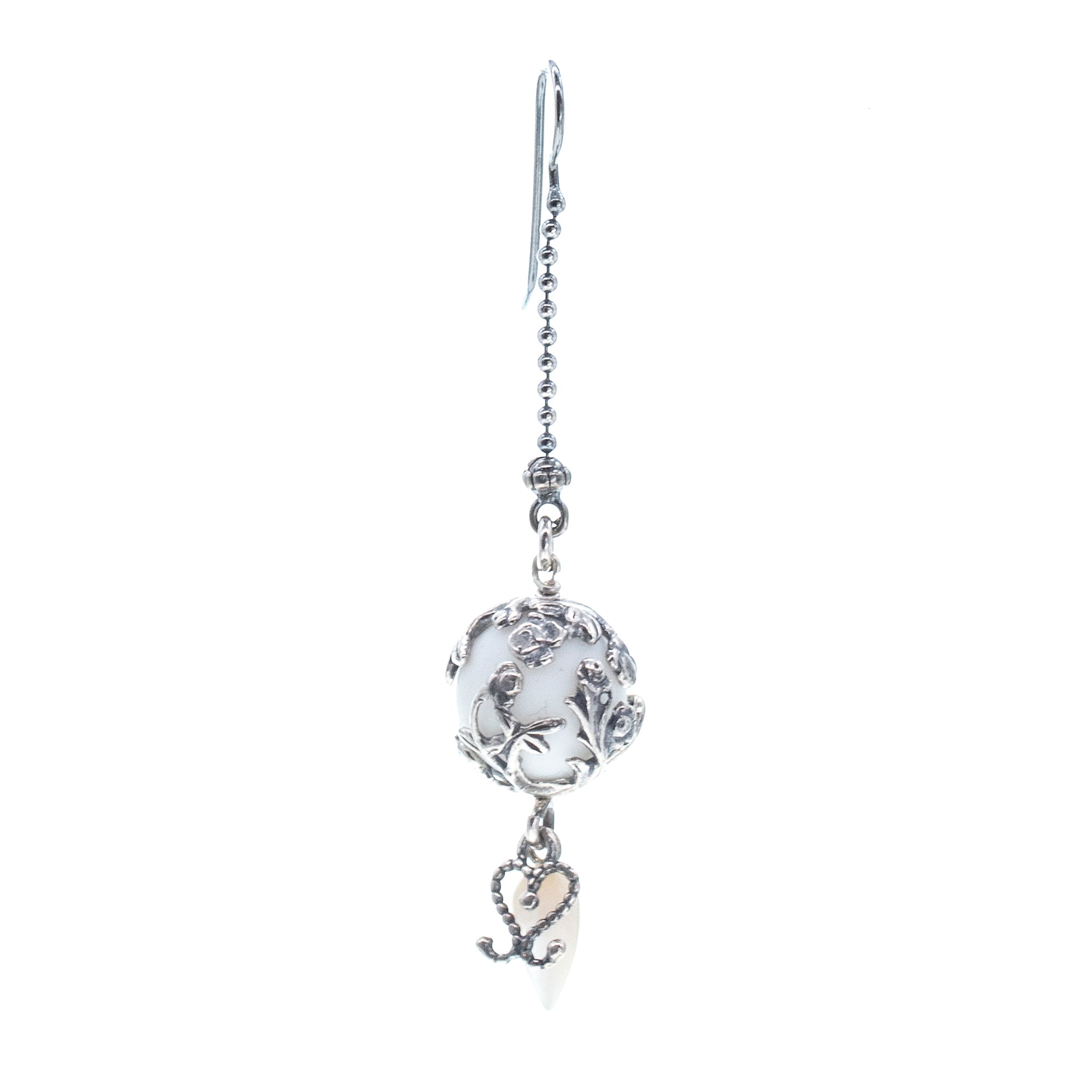 White Single Earring Porcelain – Sterling Silver – Gem Kingdom