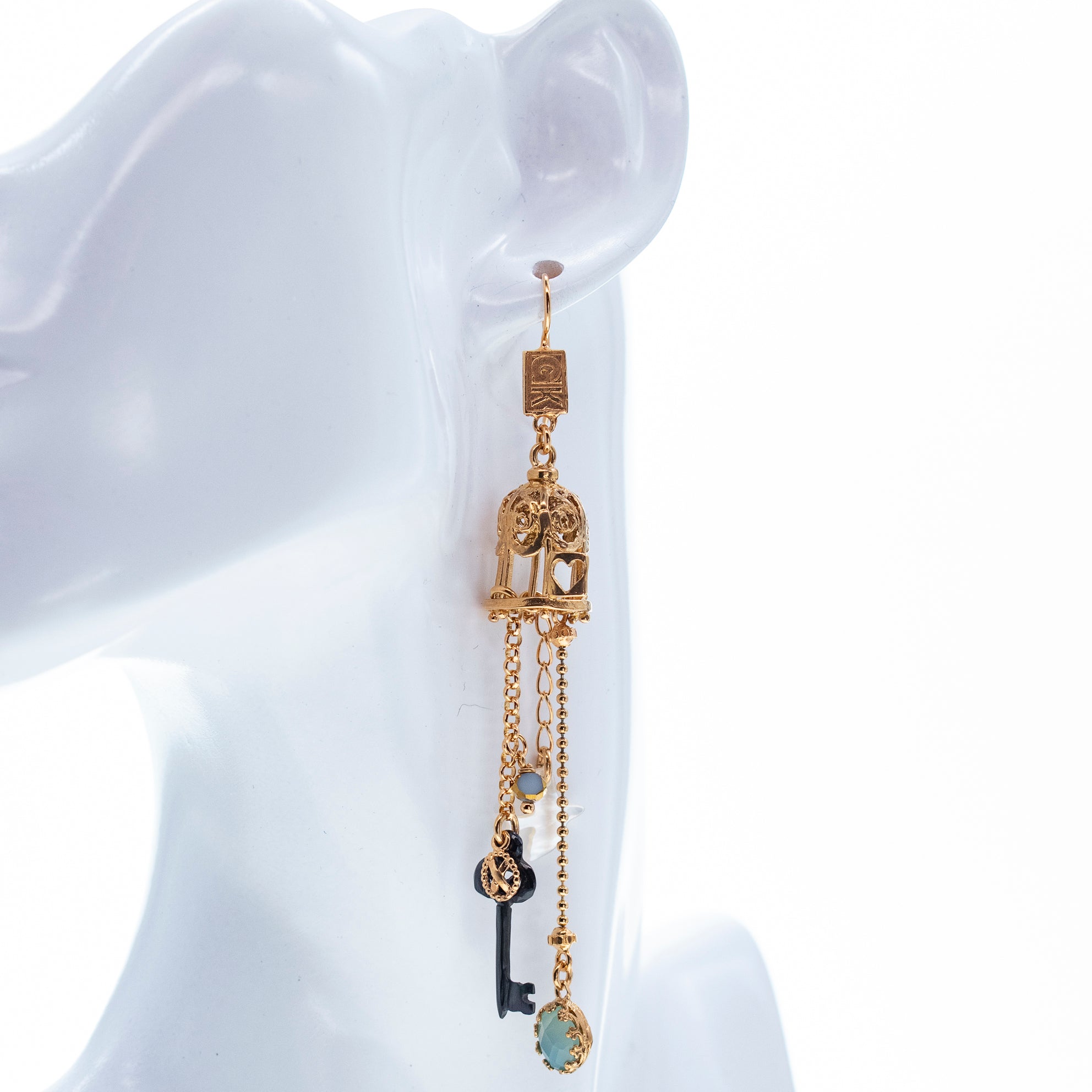 Enchanted Birdcage Single Earring – Gold Plated – Gem Kingdom