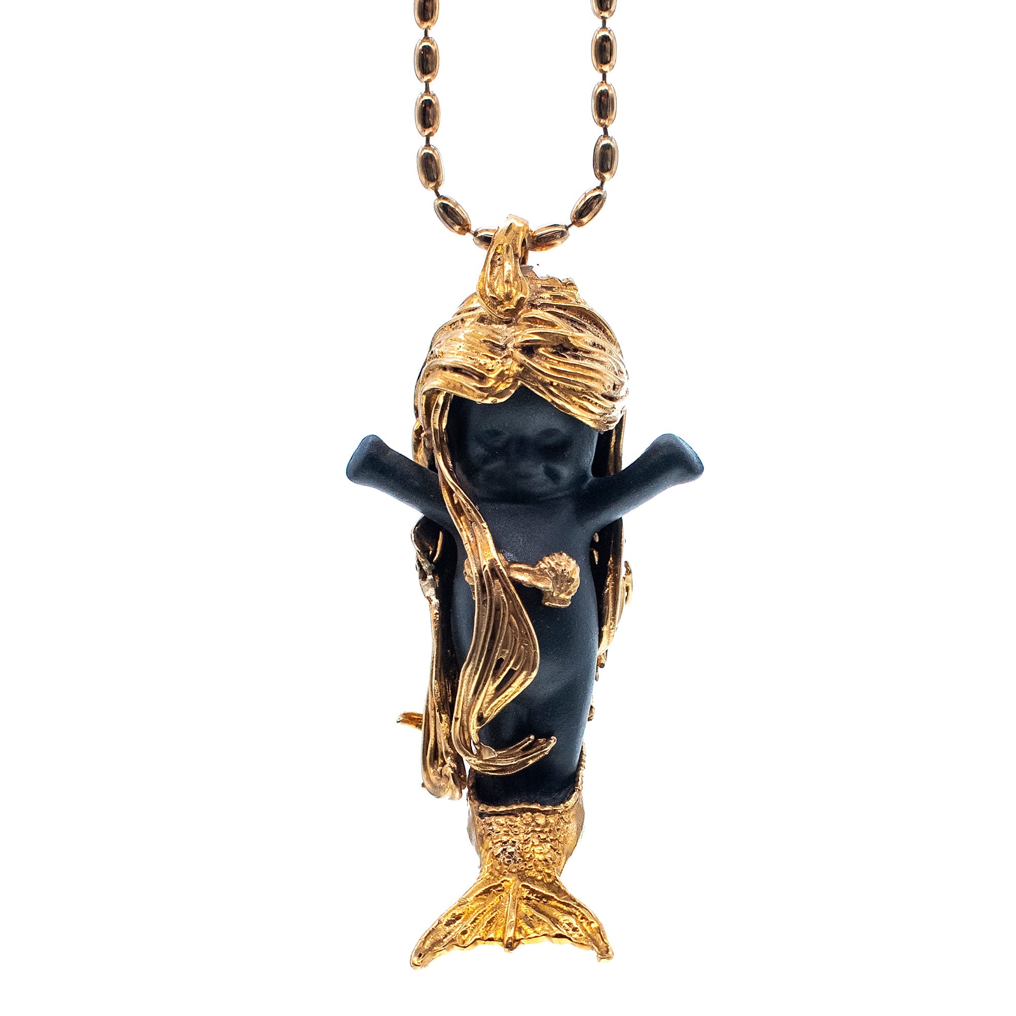 Flipper Black And Gold Necklace – Gold Plated – Gem Kingdom