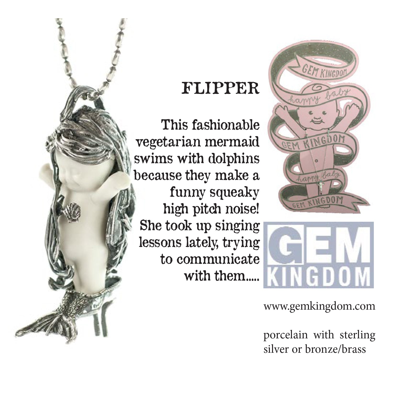 "Flipper" Necklace White And Silver