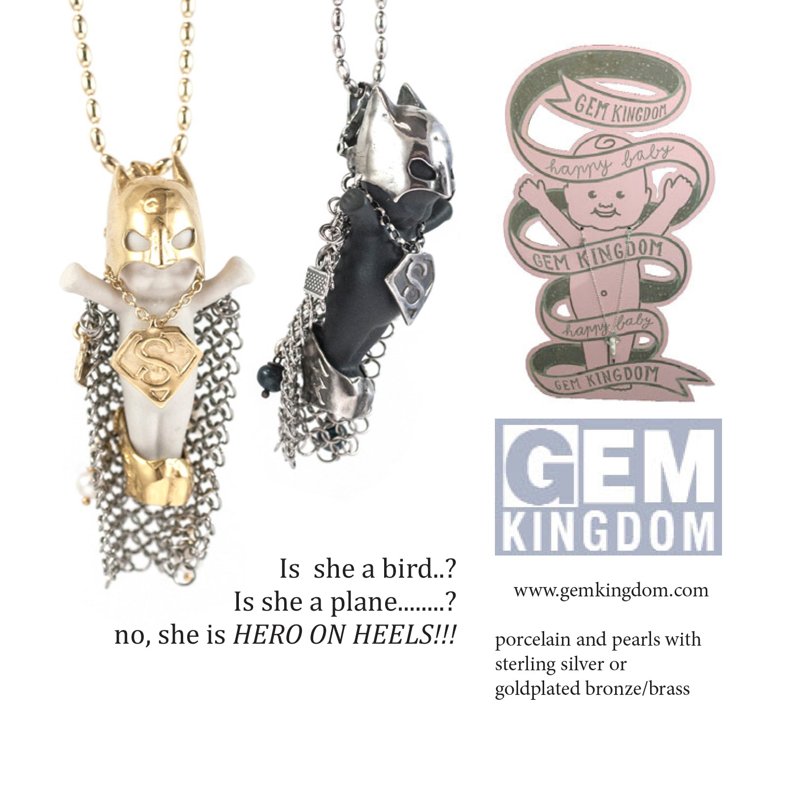 "Hero On Heels" Ketting Wit En Zilver