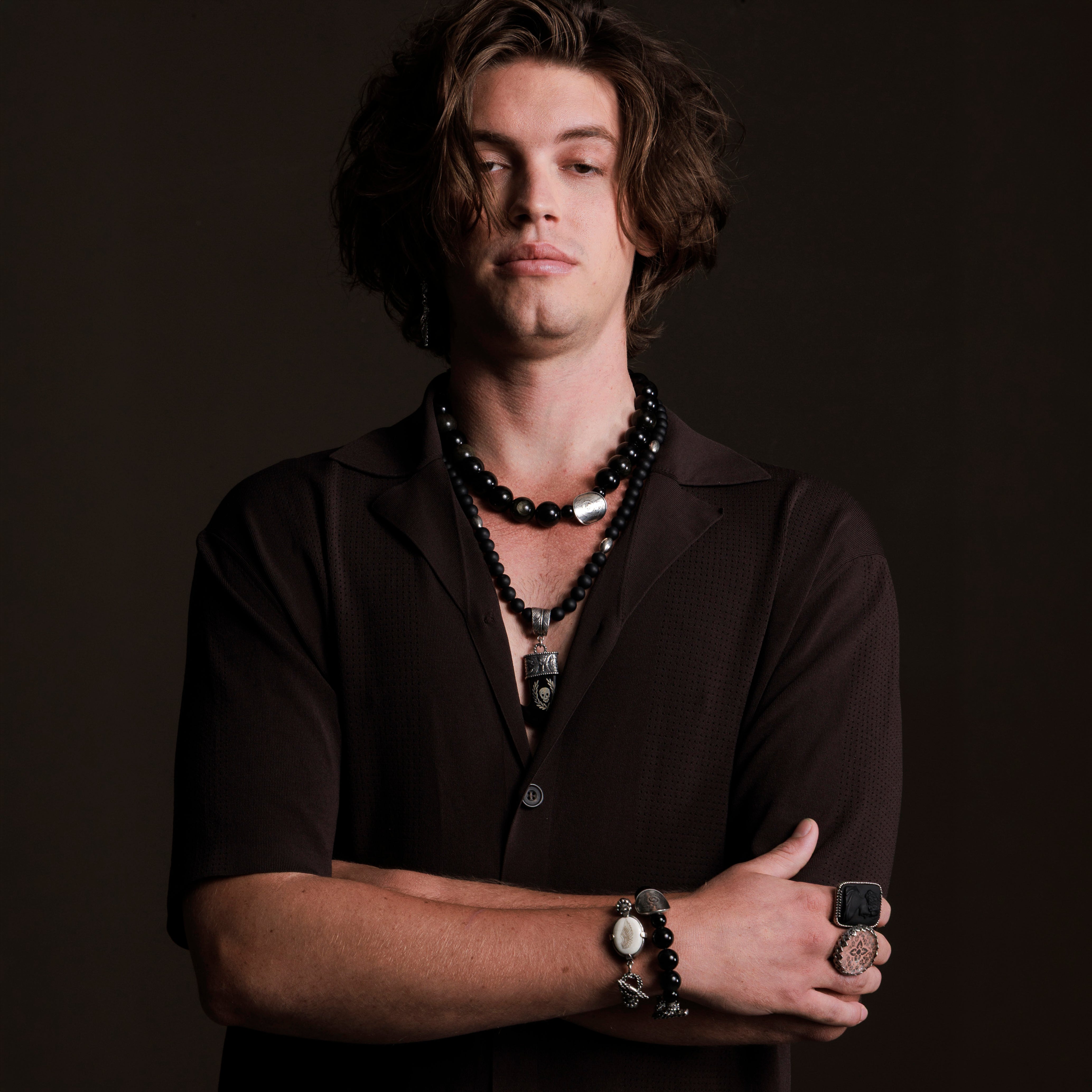 Goudglans Obsidiaan Kralenarmband