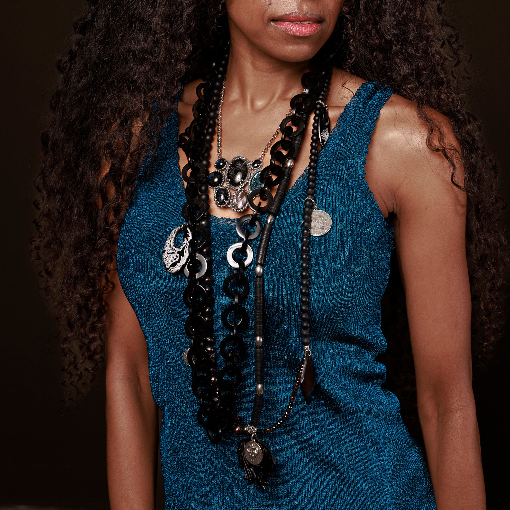 Multi Zwarte Statement Ketting