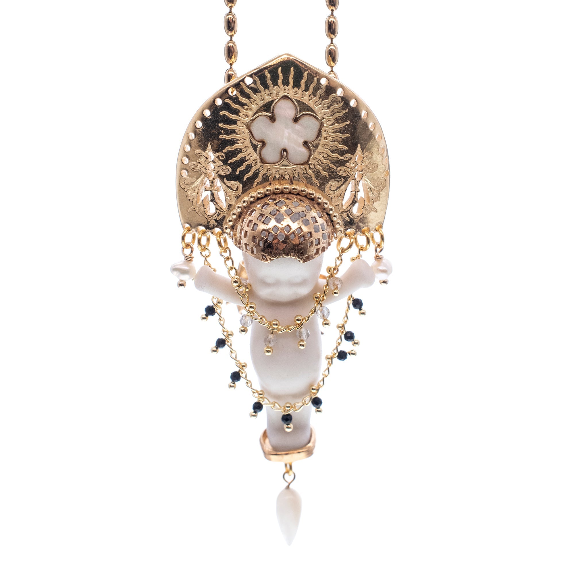Koko White And Gold Necklace – Gold Plated – Gem Kingdom