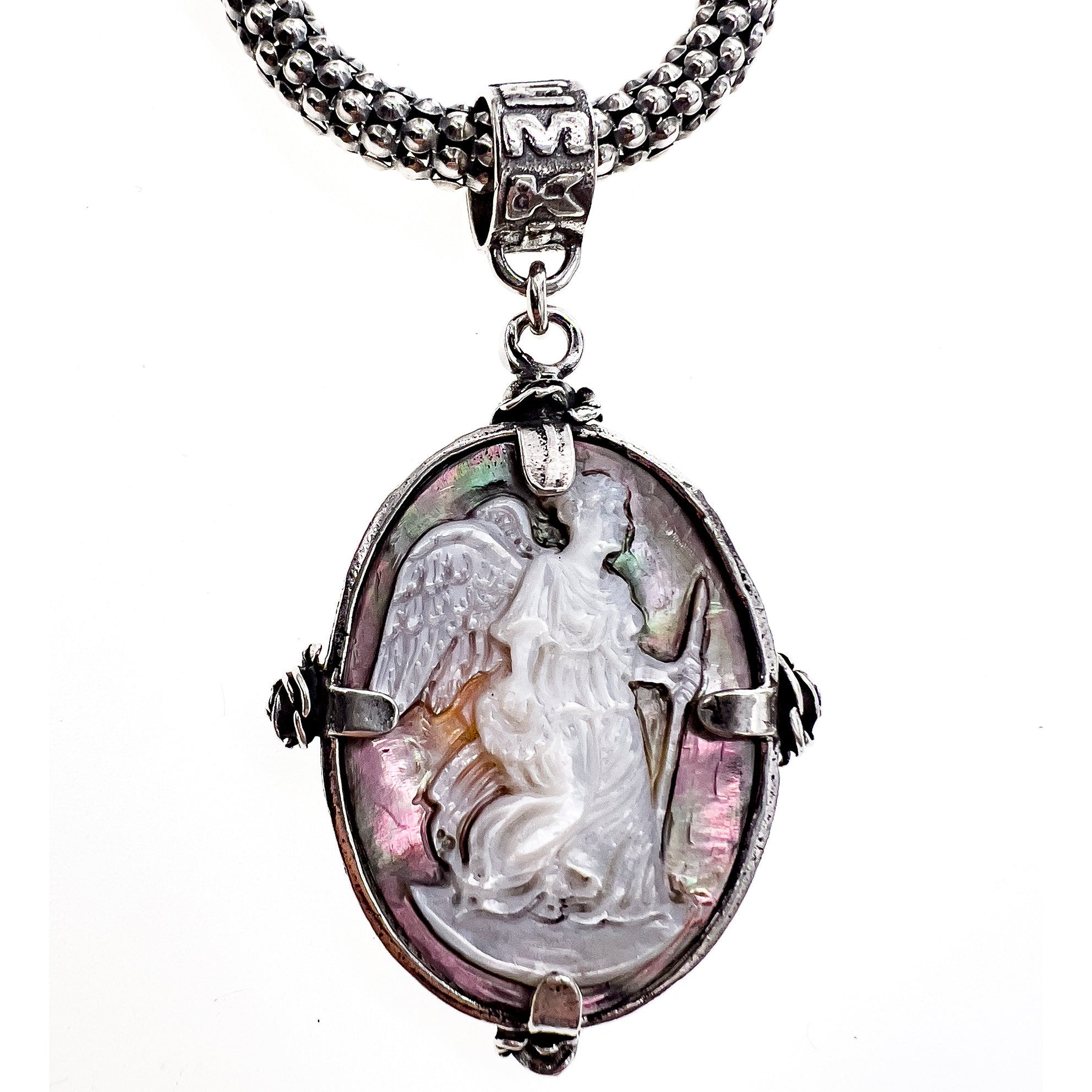 Black Pearl Cameo Necklace – Sterling Silver – Gem Kingdom