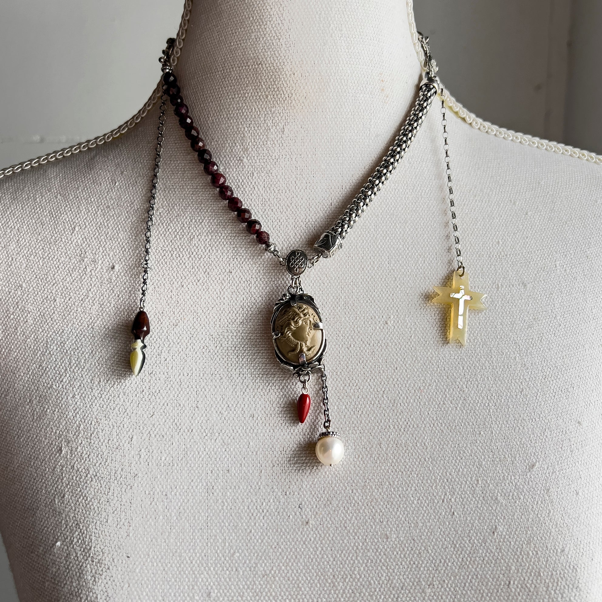 Medusa Lavastone Cameo Necklace – Sterling Silver – Gem Kingdom