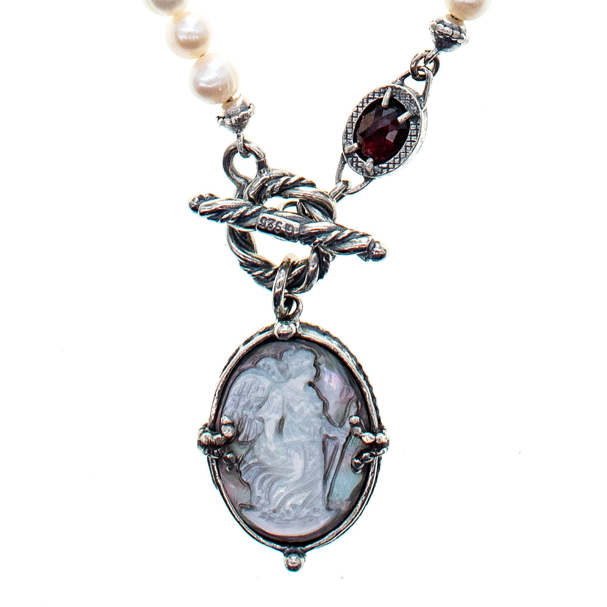 Nike Cameo Pearl Necklace – Sterling Silver – Gem Kingdom
