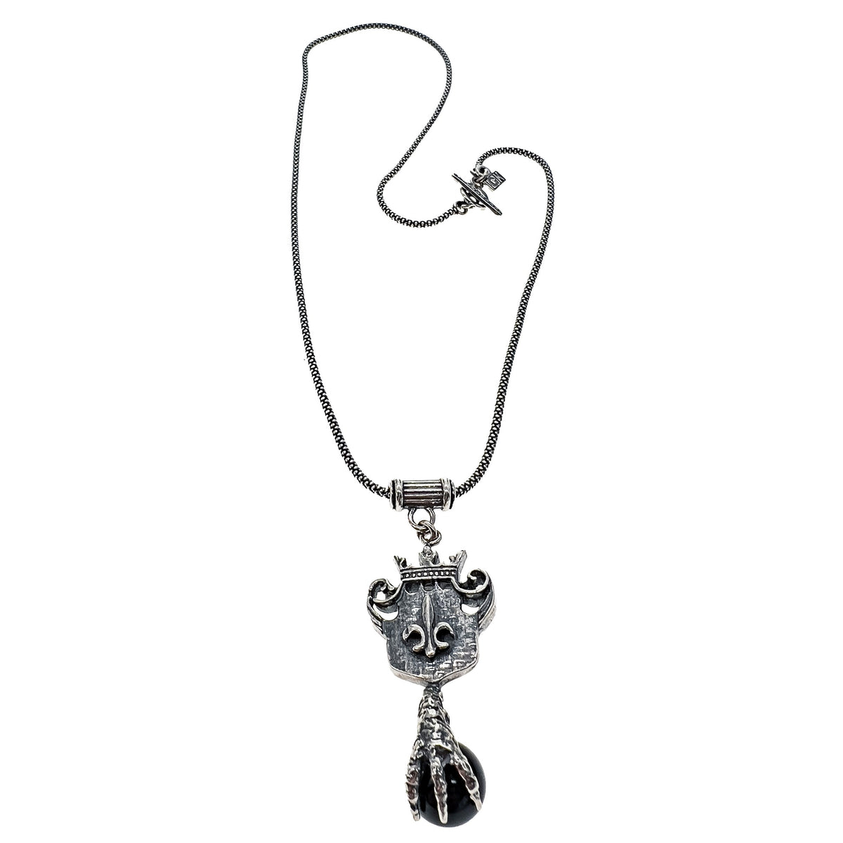 Schild En Klauw Ketting Zwart – Sterling Zilver – Gem Kingdom