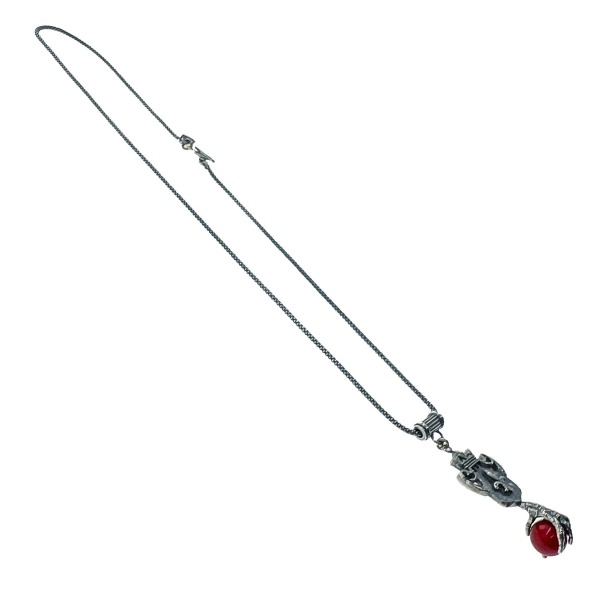 Schild En Klauw Ketting Rood – Sterling Zilver – Gem Kingdom