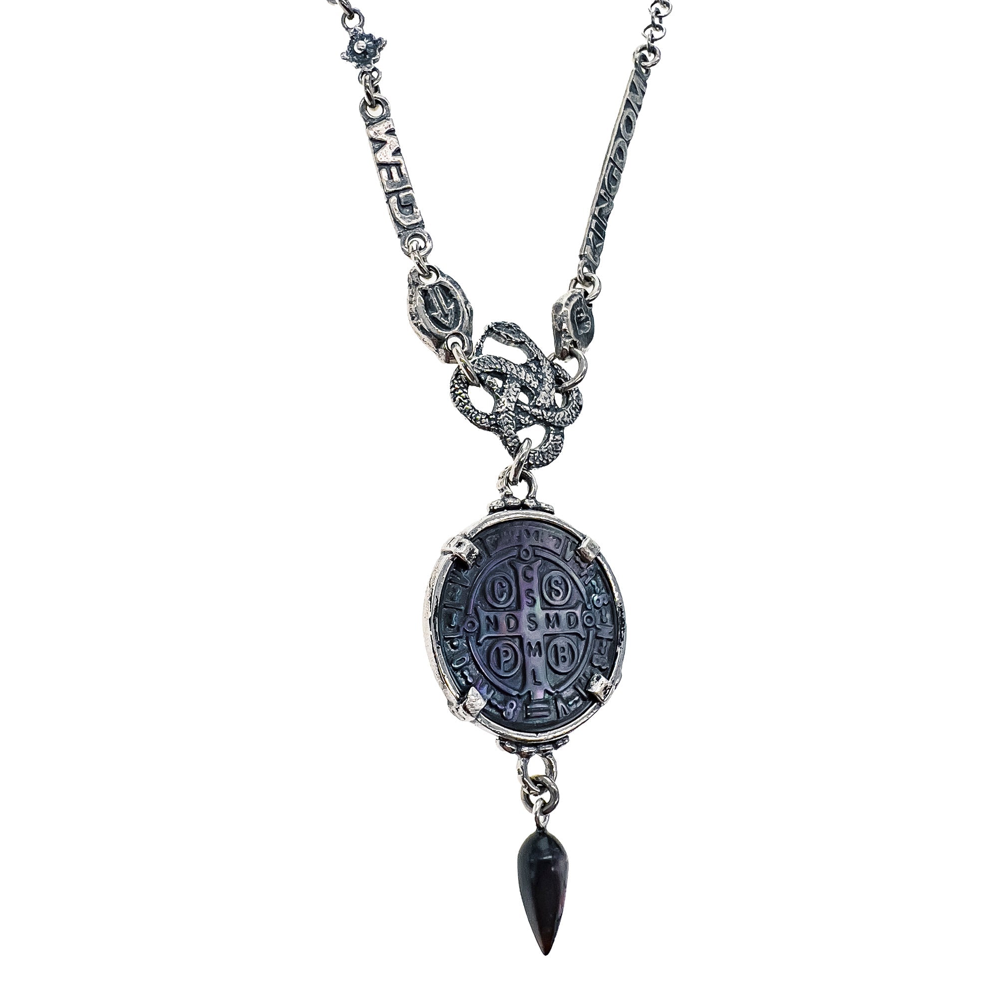 Black Saint Benedicte Medaillion Necklace – Sterling Silver – Gem Kingdom