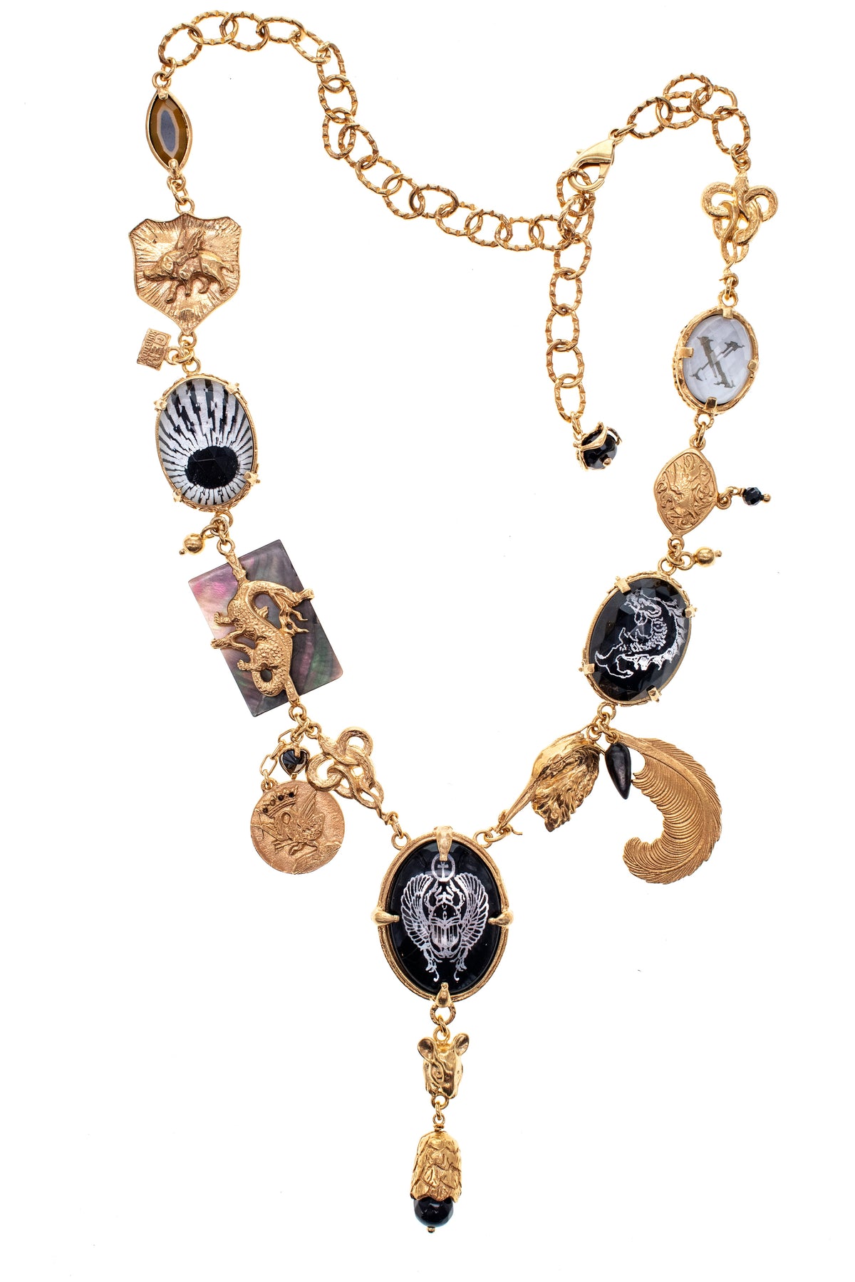 Zwart-Gouden Bedelketting – 18K Verguld – Gem Kingdom