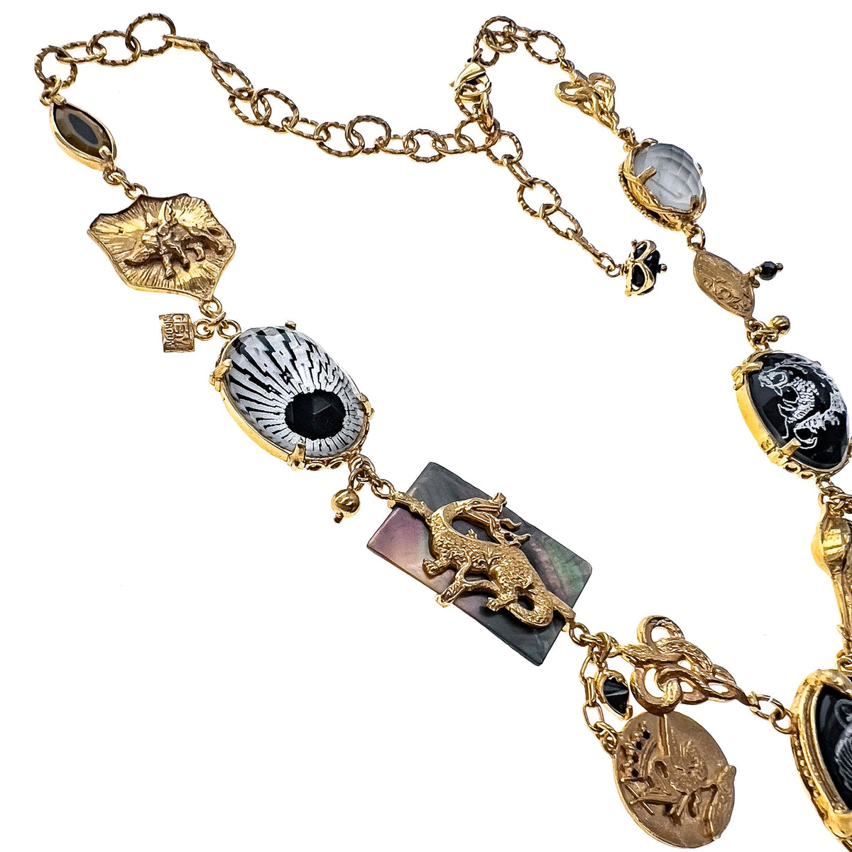 Zwart-Gouden Bedelketting – 18K Verguld – Gem Kingdom
