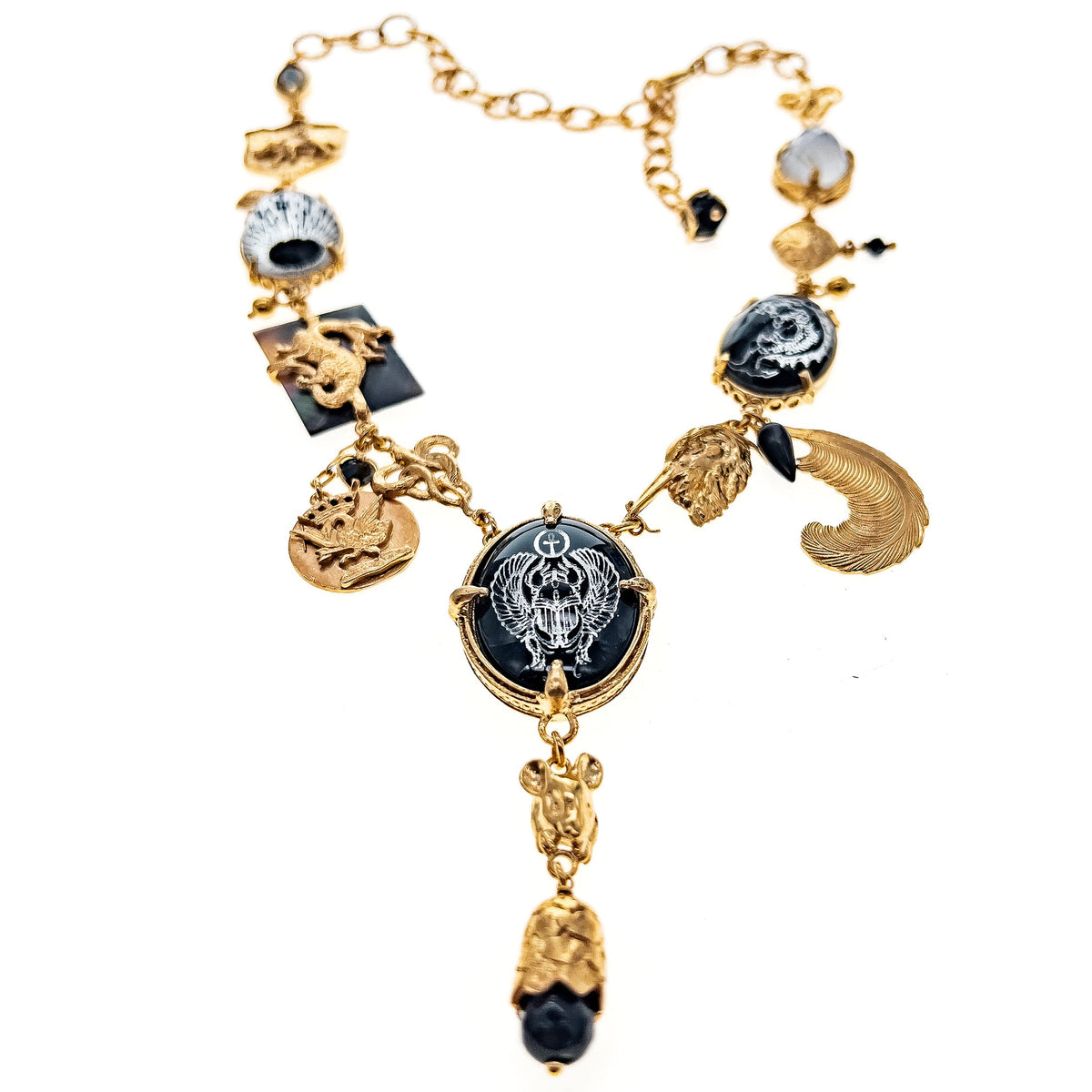 Zwart-Gouden Bedelketting – 18K Verguld – Gem Kingdom