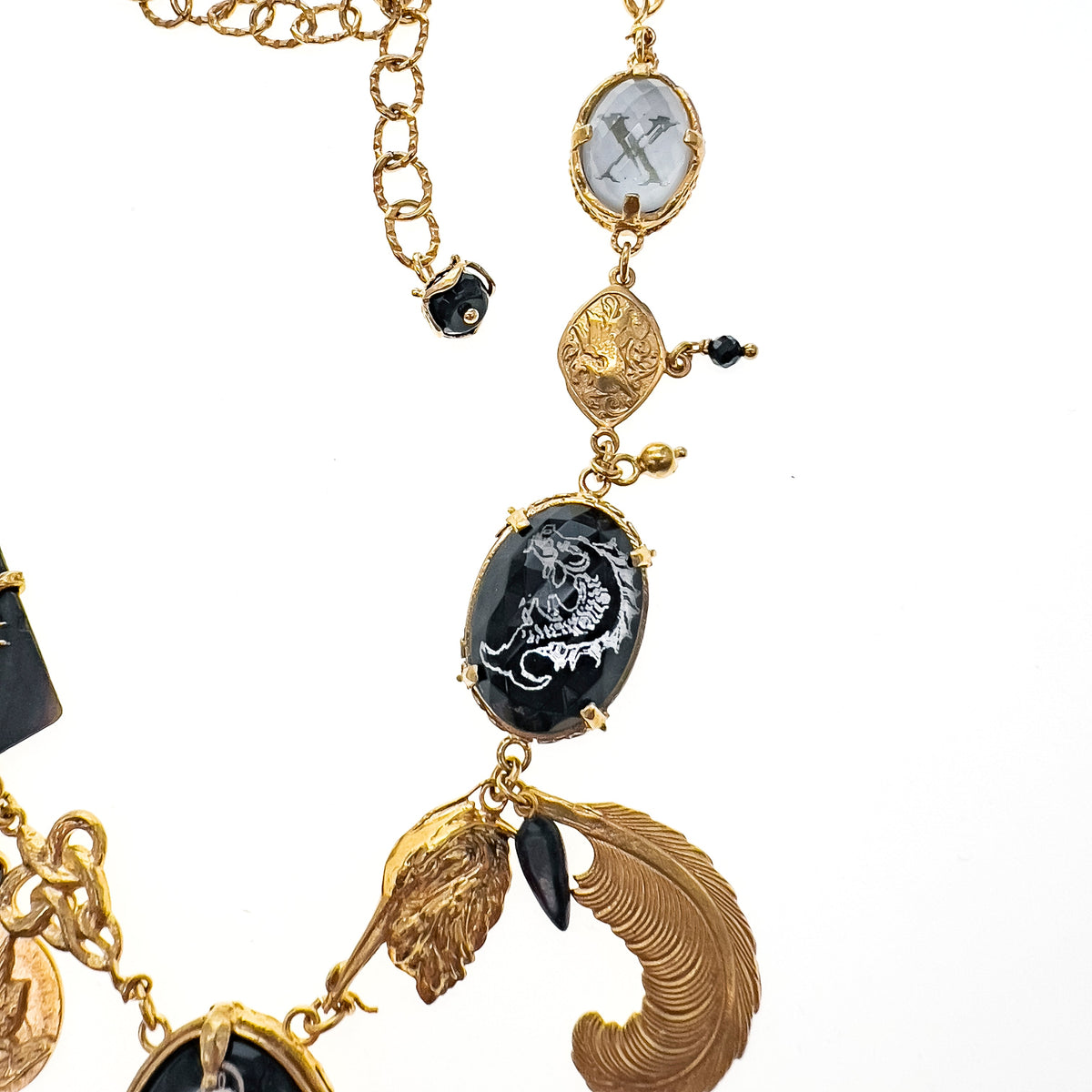 Zwart-Gouden Bedelketting – 18K Verguld – Gem Kingdom