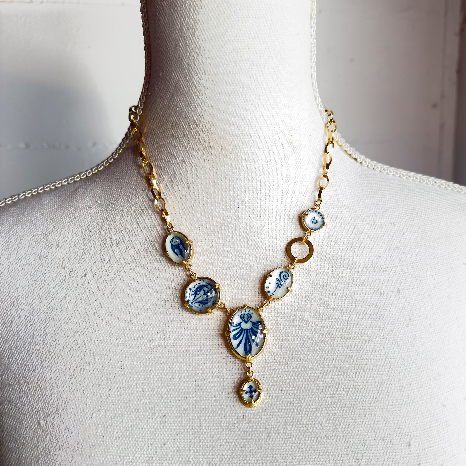 Cosmic Glow Charm Statement Necklace – Gold Plated – Gem Kingdom