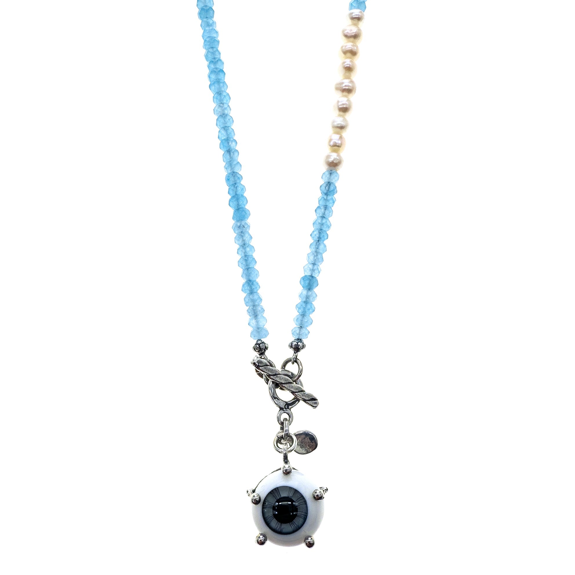 Eye Love You Beaded Blue Necklace – Sterling Silver – Gem Kingdom