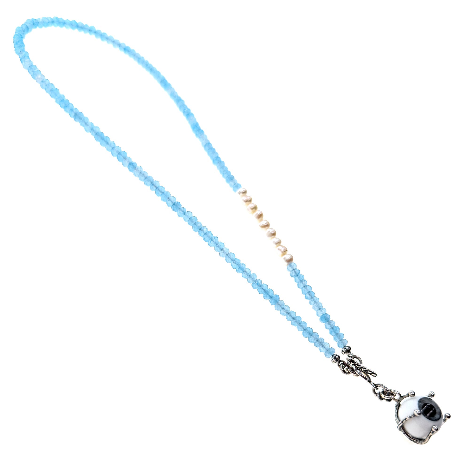 Eye Love You Beaded Blue Necklace – Sterling Silver – Gem Kingdom