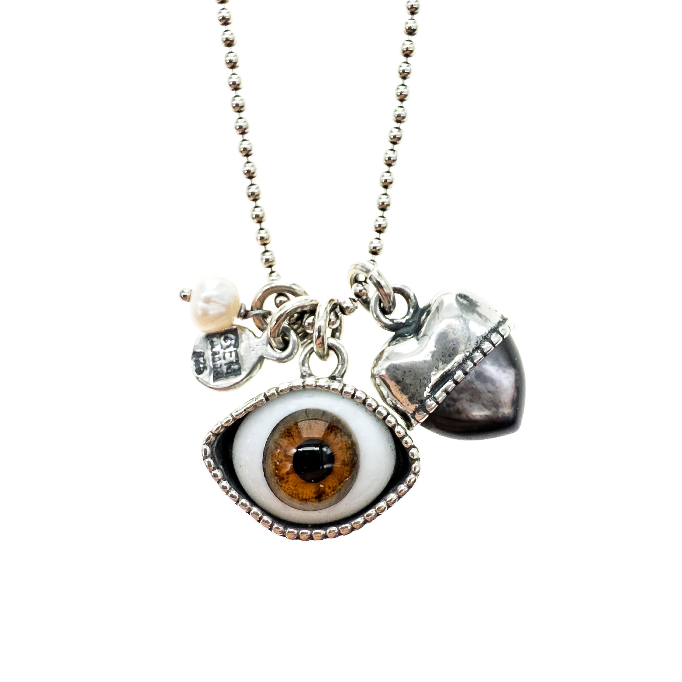 Brown Eye Love You Necklace Long – Sterling Silver – Gem Kingdom