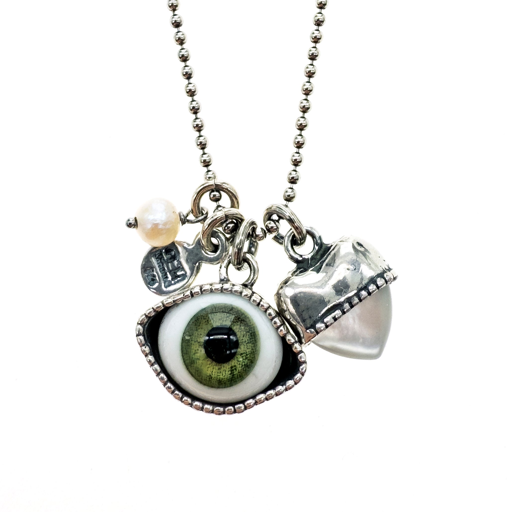 Green Eye Love You Necklace Long – Sterling Silver – Gem Kingdom