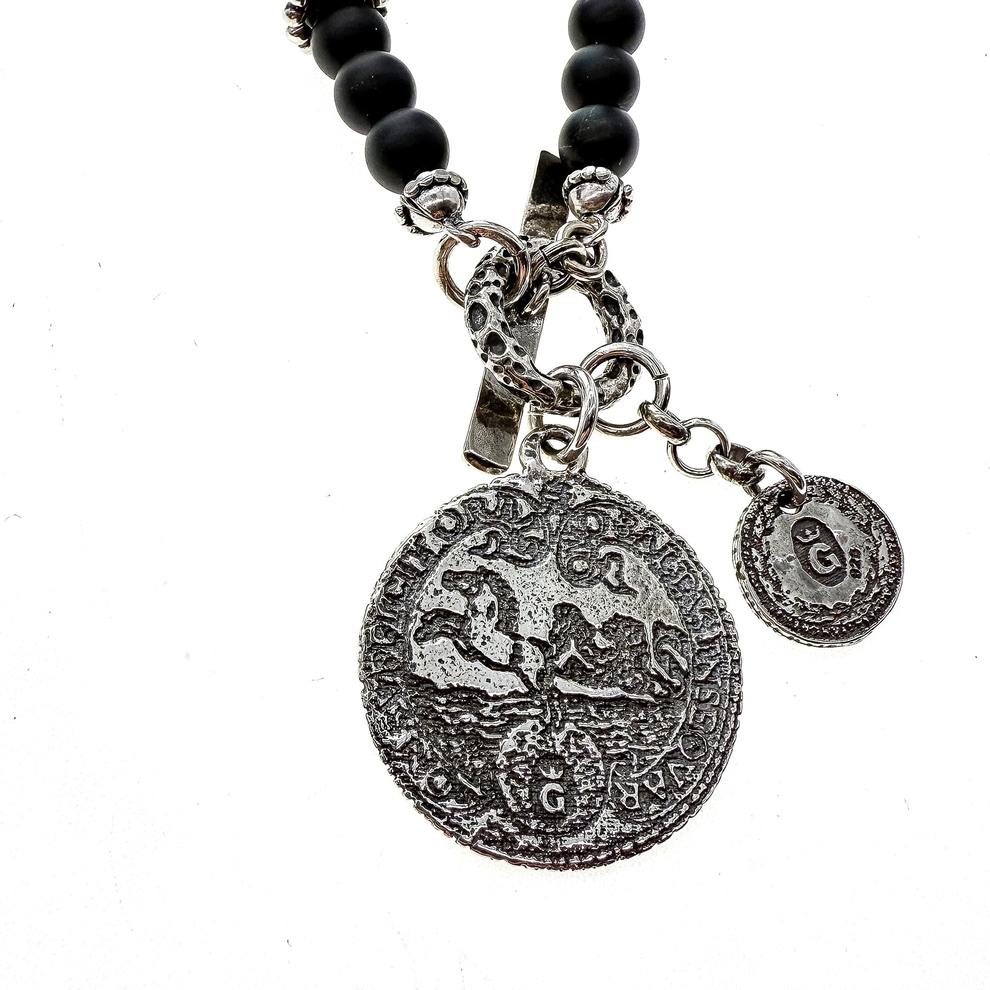 Black Onyx Sugar Skull Coin Necklace – Sterling Silver – Gem Kingdom