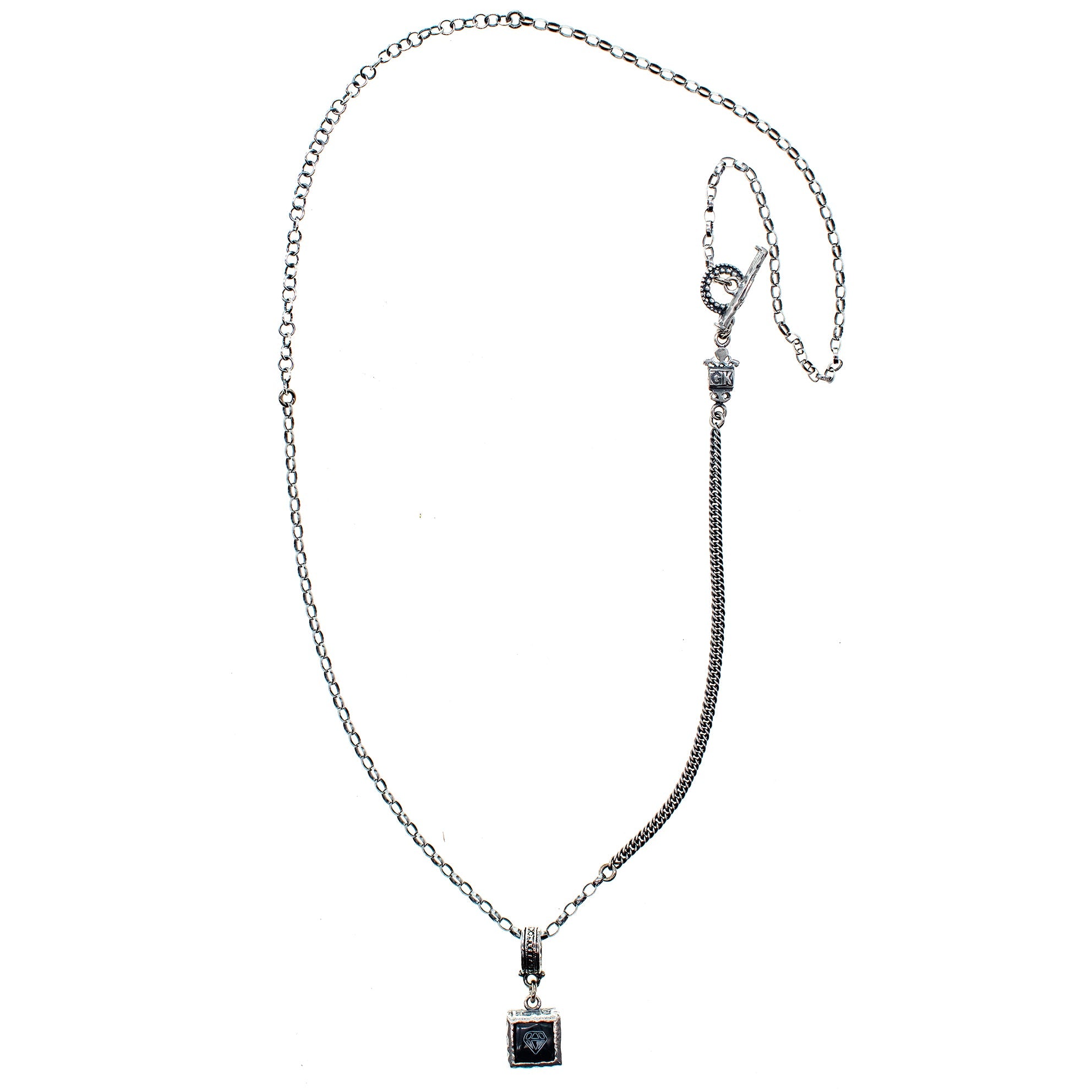 Diamond Onyx Necklace – Sterling Silver – Gem Kingdom
