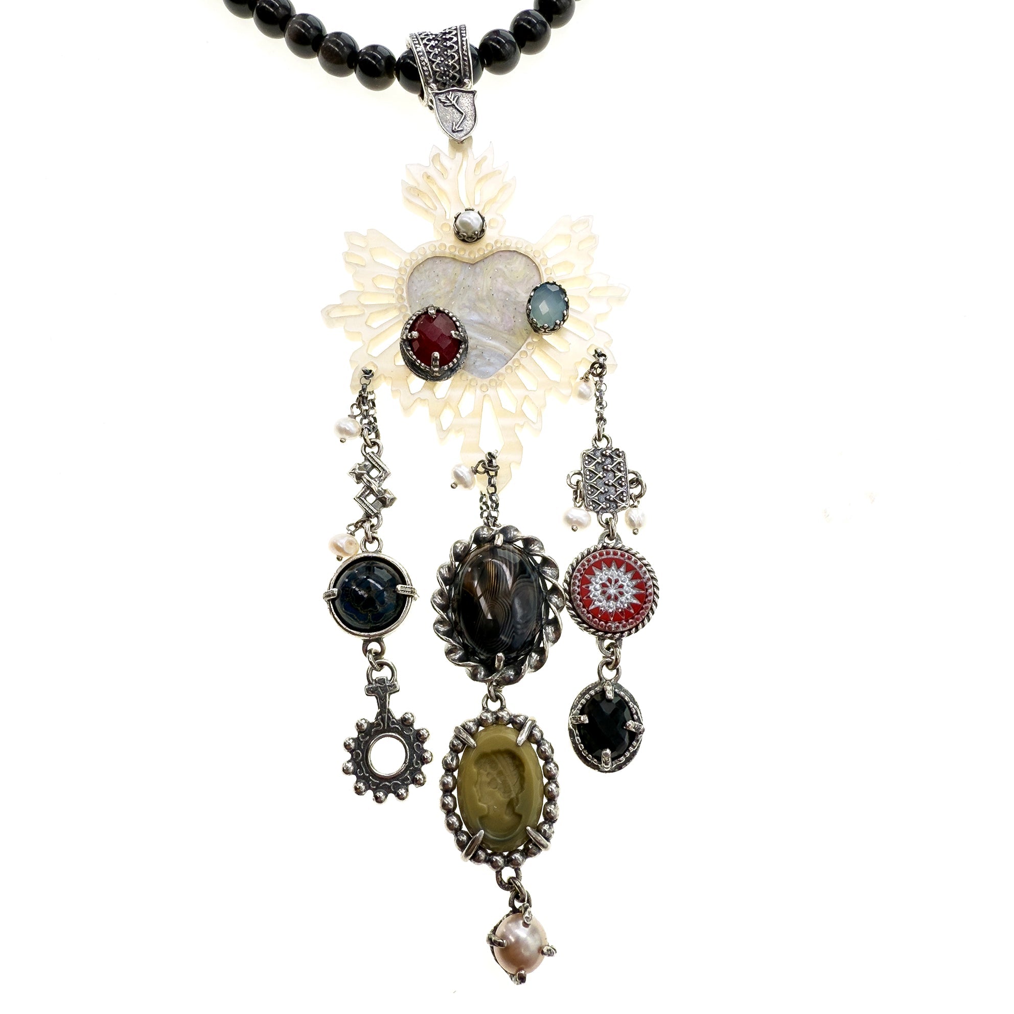 Sacred Heart Statement Necklace – Sterling Silver – Gem Kingdom