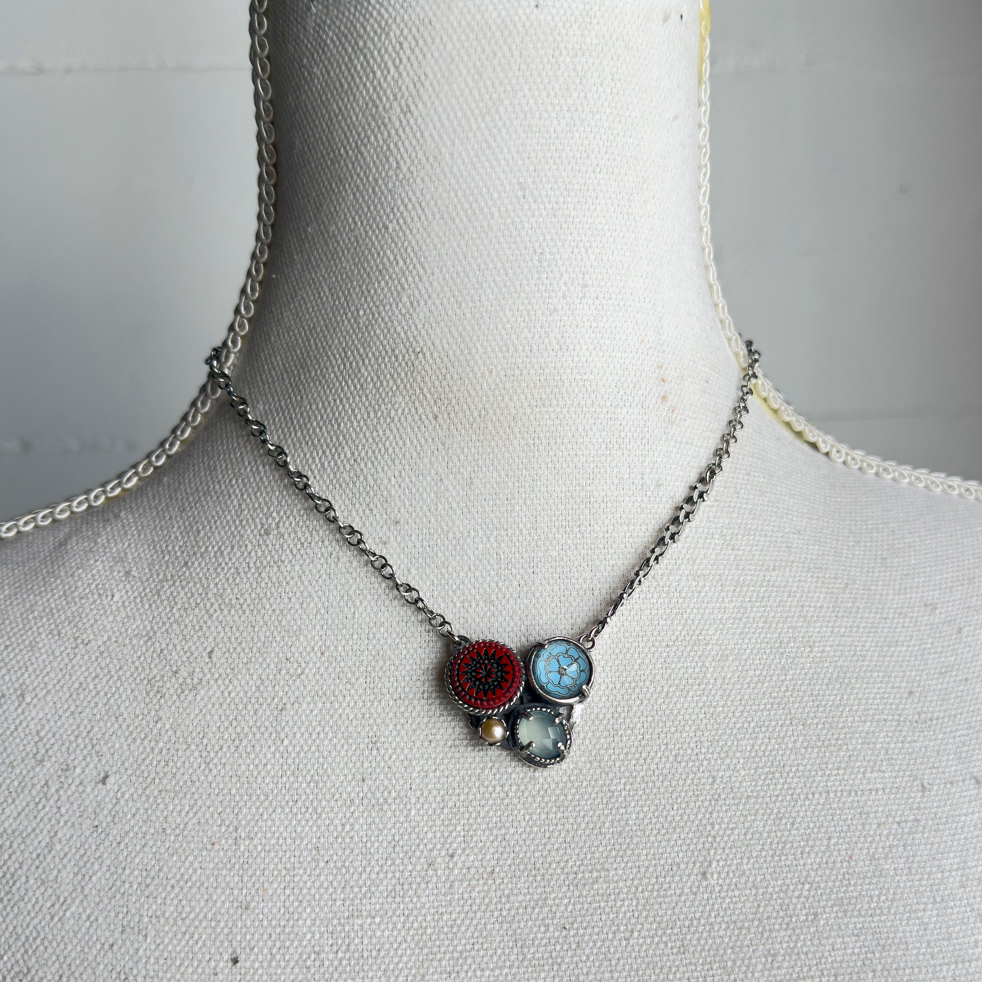 Red-Blue Intaglio Necklace – Sterling Silver – Gem Kingdom