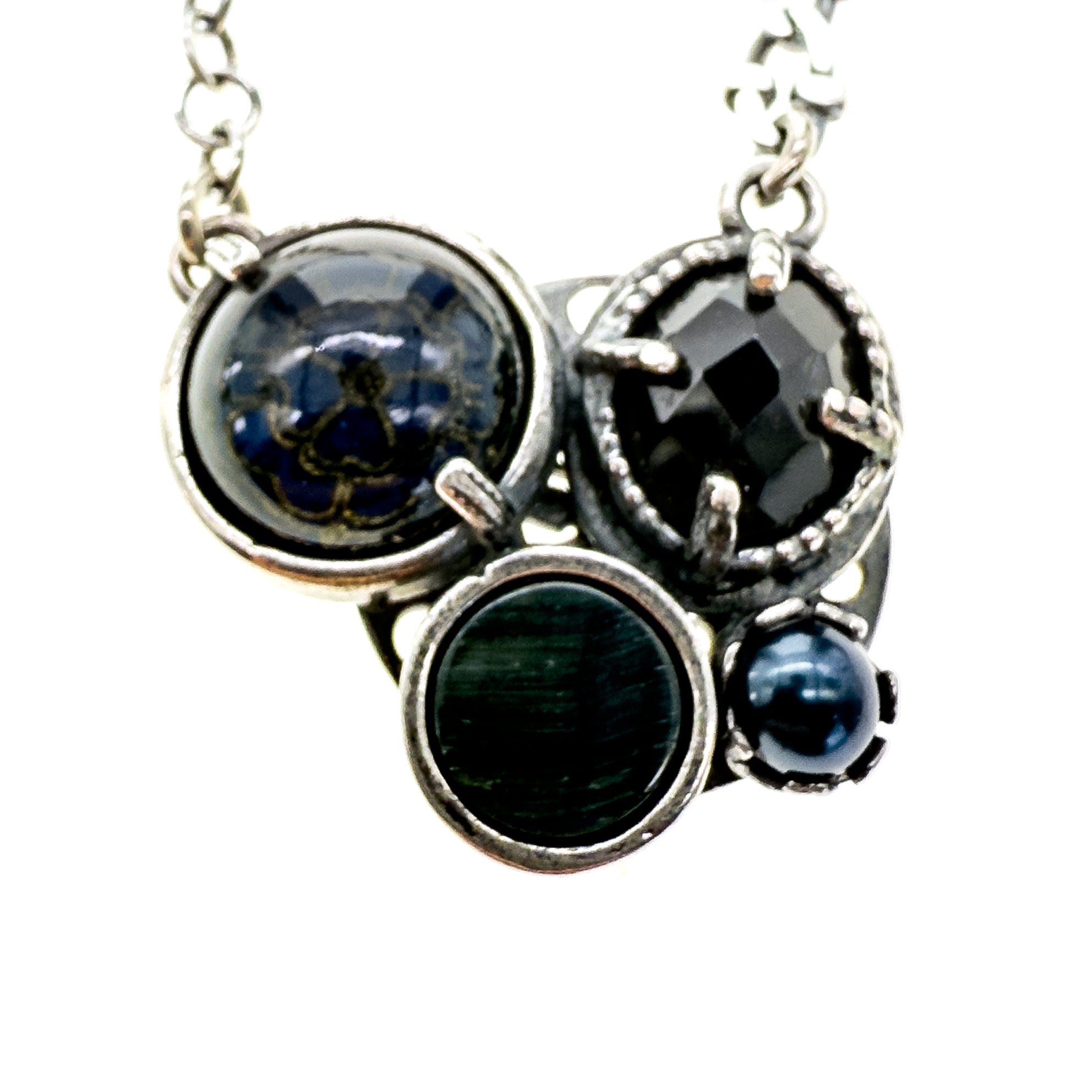 Dark Cluster Necklace – Sterling Silver – Gem Kingdom