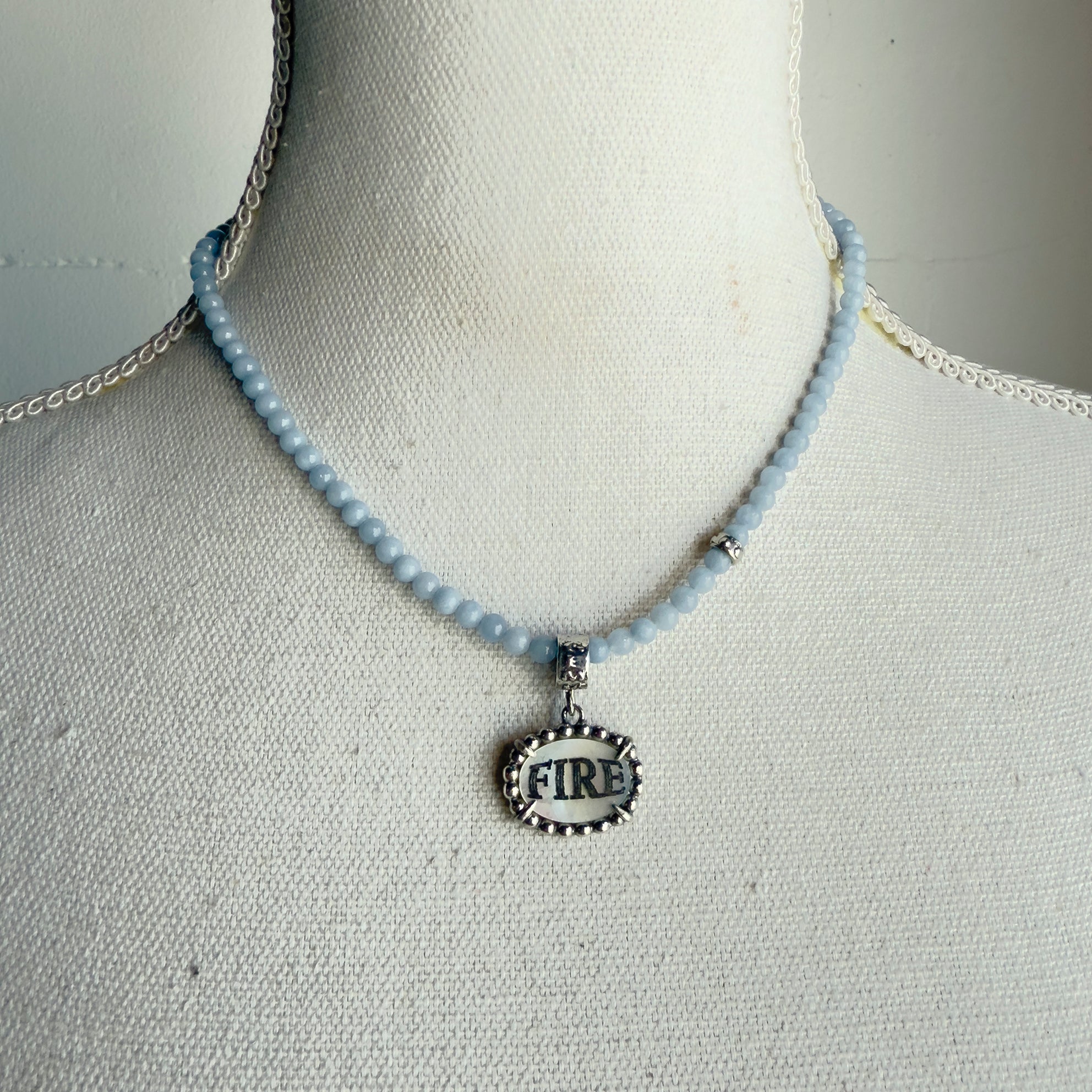 Blue Fire & Desire Beaded Pendant Necklace – Sterling Silver – Gem Kingdom