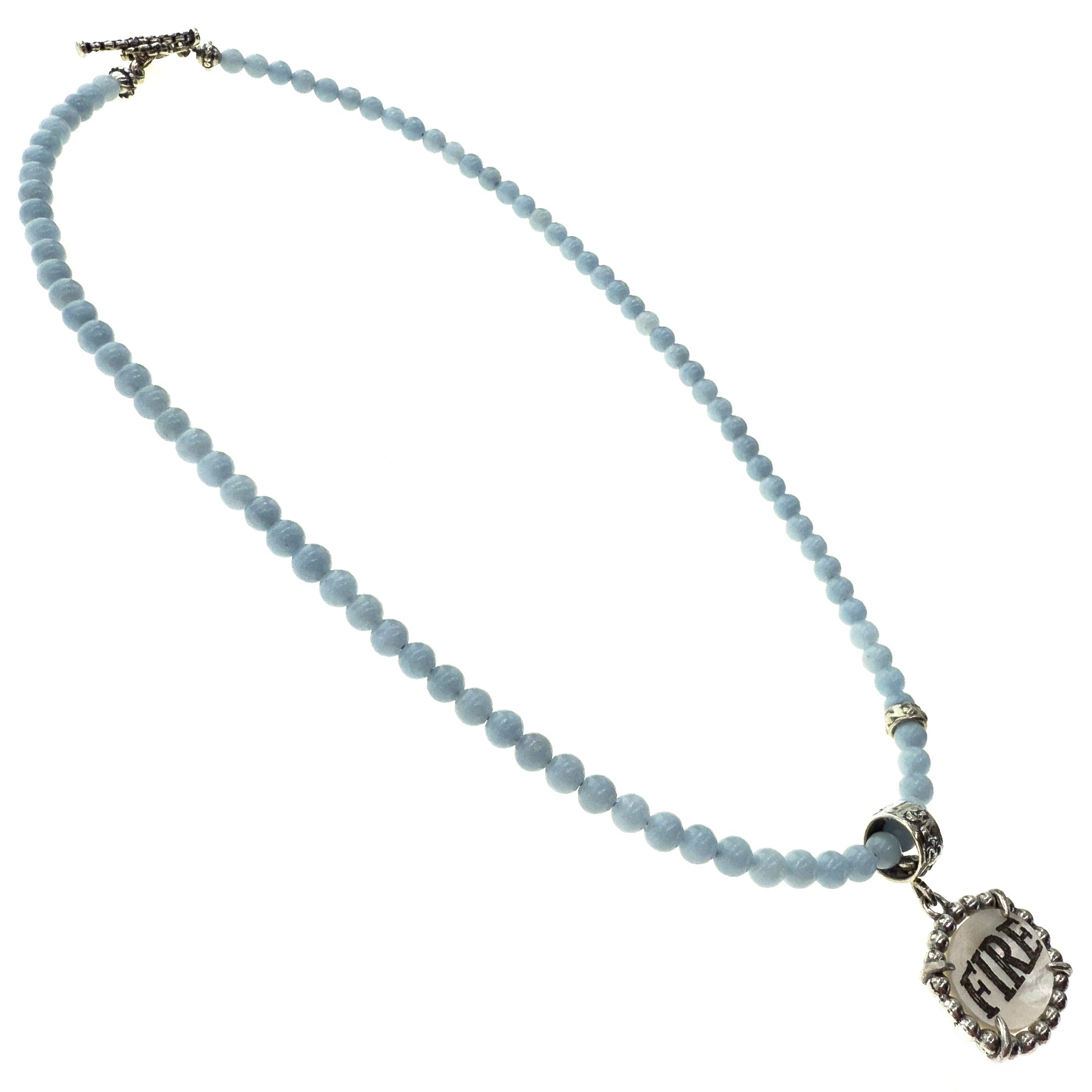Blue Fire & Desire Beaded Pendant Necklace – Sterling Silver – Gem Kingdom