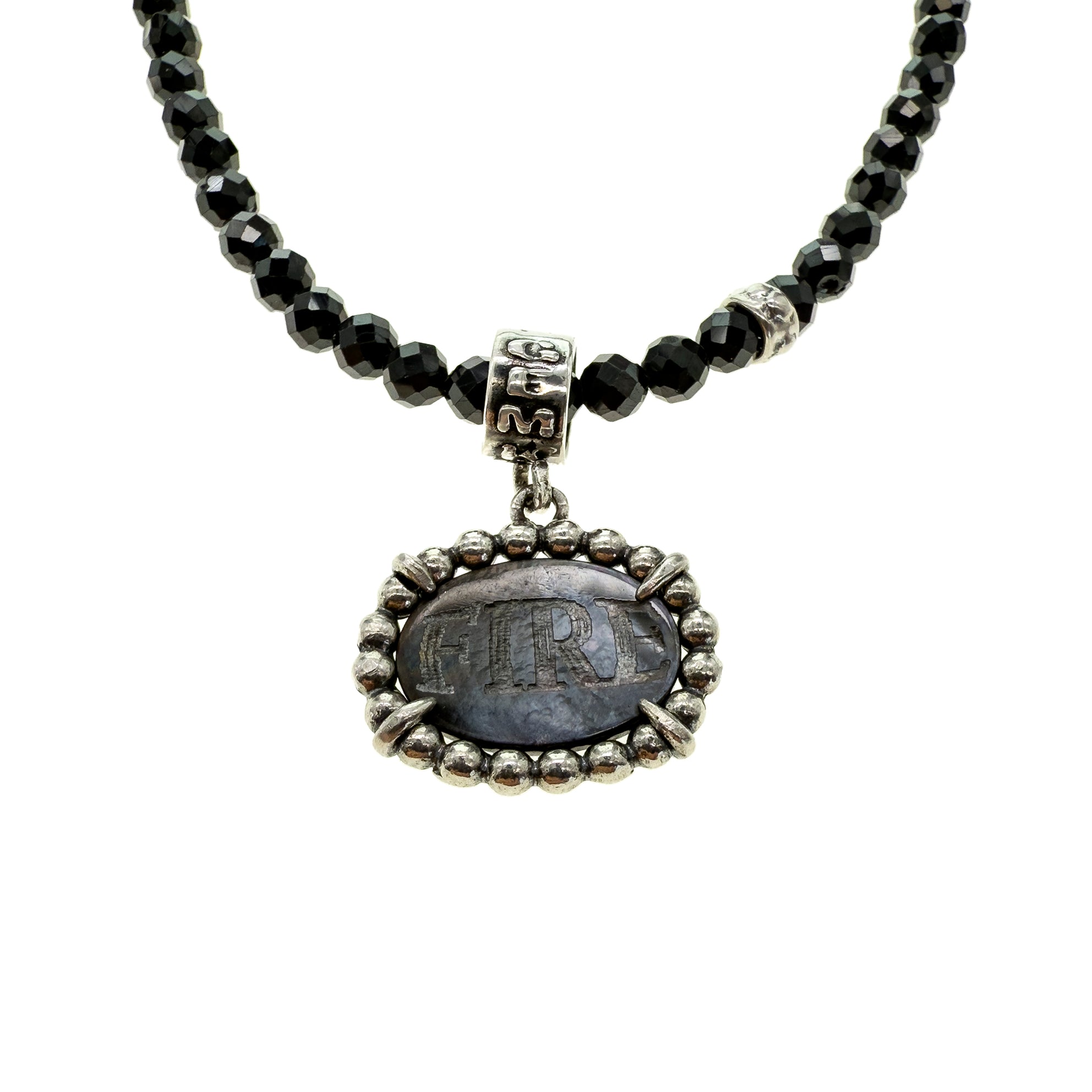 Black Fire & Desire Beaded Pendant Necklace – Sterling Silver – Gem Kingdom