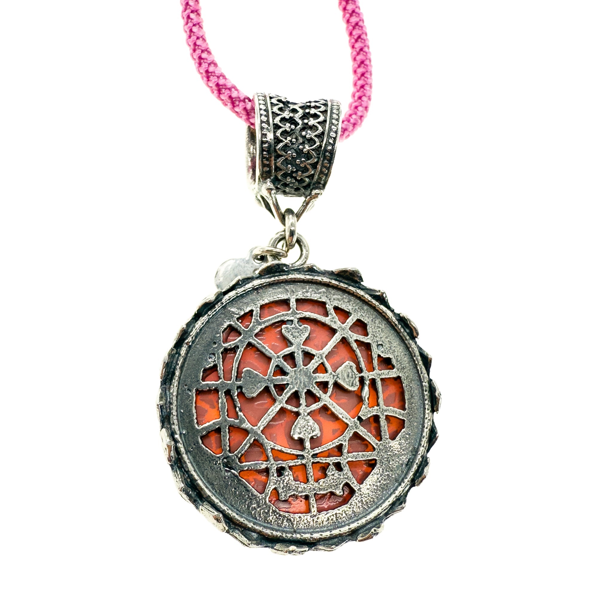 Pink Mirrored Pendant Necklace – Sterling Silver – Gem Kingdom