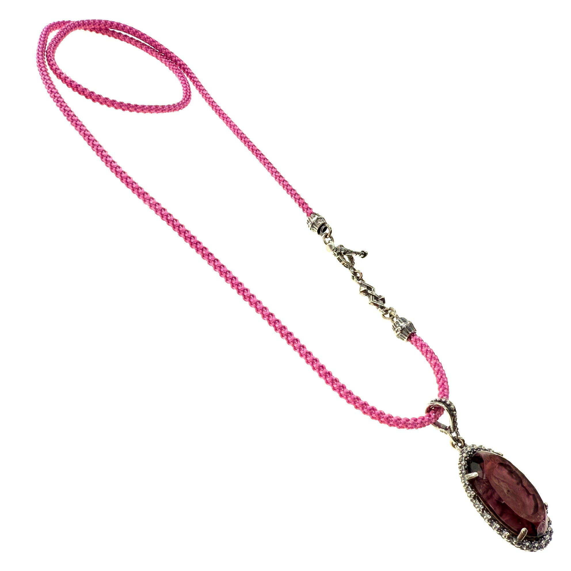 Pink Vintage Cameo Cord Pendant Necklace – Sterling Silver – Gem Kingdom