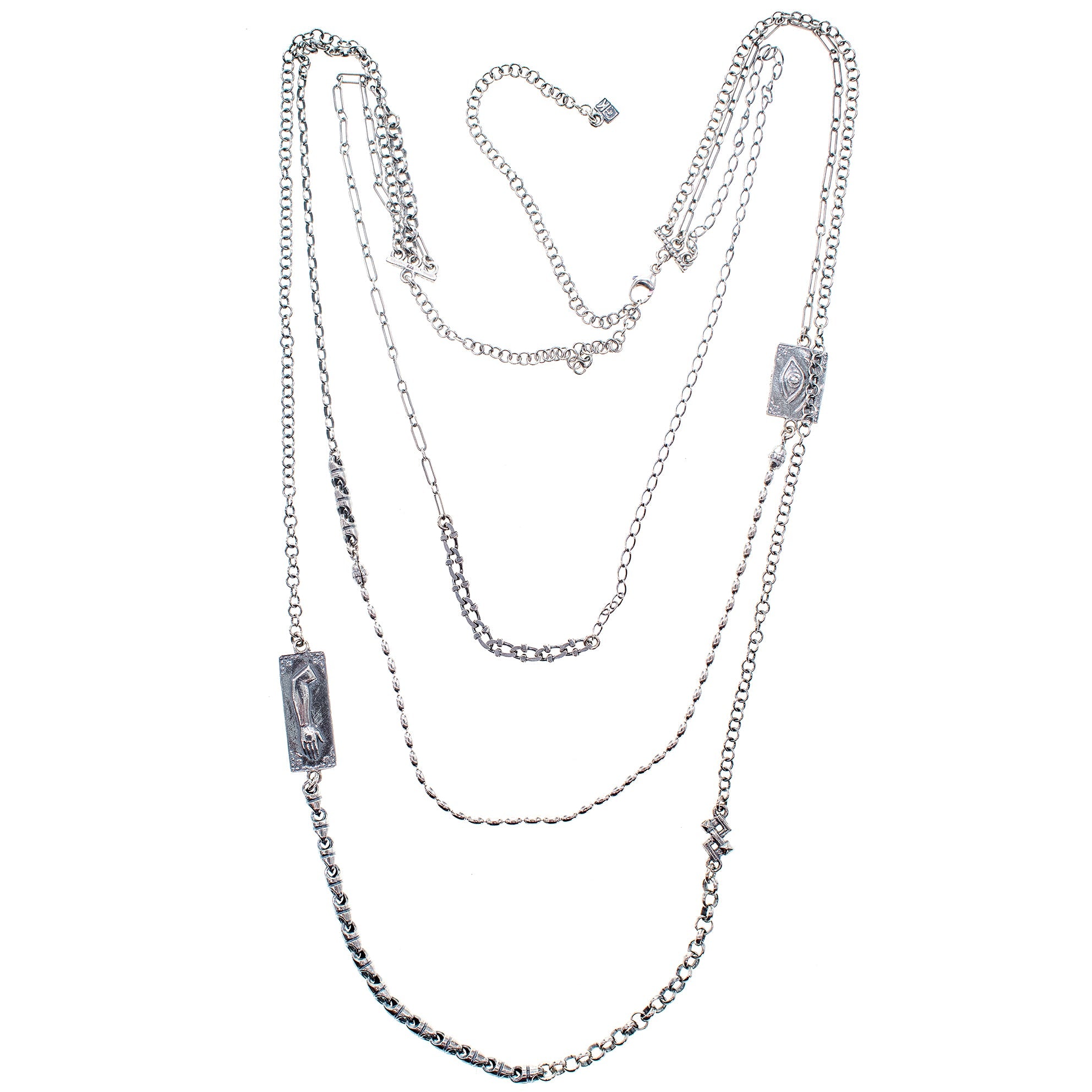 Ex Voto Layered Multi Chain Necklace – Sterling Silver – Gem Kingdom
